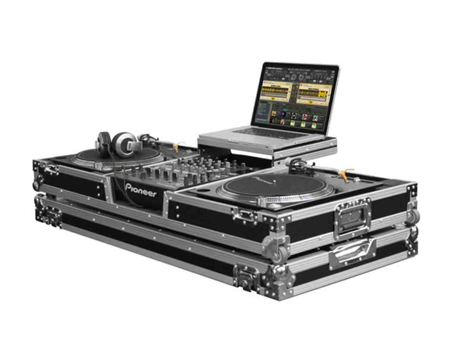 Odyssey FZGSLBM12W DJ Coffin Case for Two Battle Position Turntables and One 12" Format Mixer - Hollywood DJ