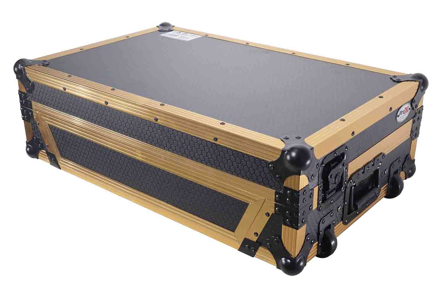 PROX XS-DDJREV7 WLT FGLD ATA Style Flight Case for Pioneer DDJ-REV7 DJ Controller with Laptop Shelf Wheels and 1U Rack Space - Hollywood DJ