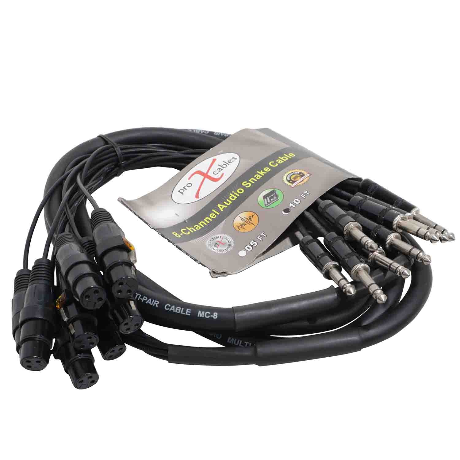 ProX XC-8SXF10 8-Channel XLR3-F to 1/4" TRS Balanced Snake - 10FT - Hollywood DJ