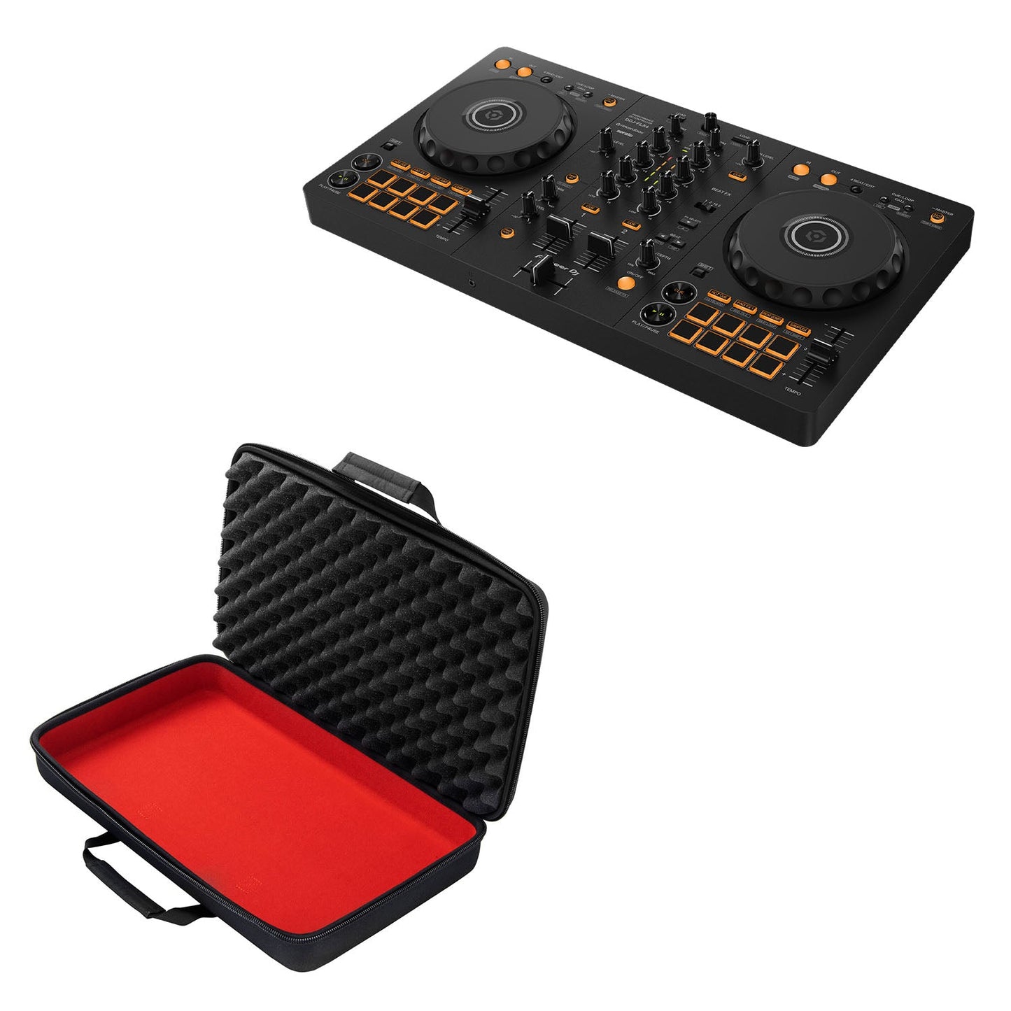 Pioneer DDJ-FLX4, 2- Channel Controller for Rekordbox and Serato DJ Lite Package with Case - Hollywood DJ