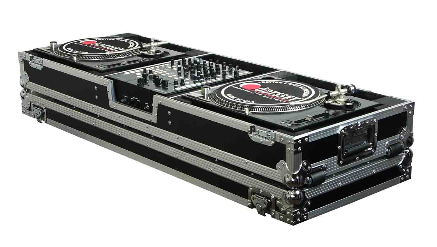 Odyssey FZDJ12W 12" Format DJ Mixer Turntables Flight Coffin Case with Wheels - Hollywood DJ