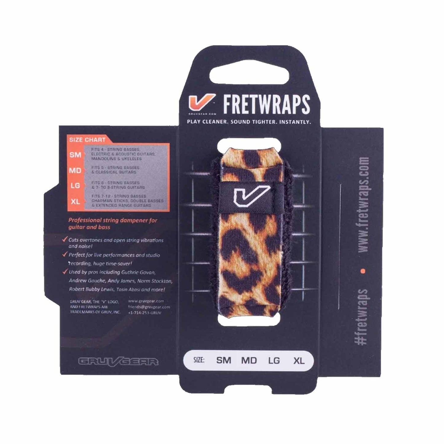 Gruv Gear FW-1PK-LEP-MD FretWraps 1-Pack String Muter Medium (Leopard Print) - Hollywood DJ