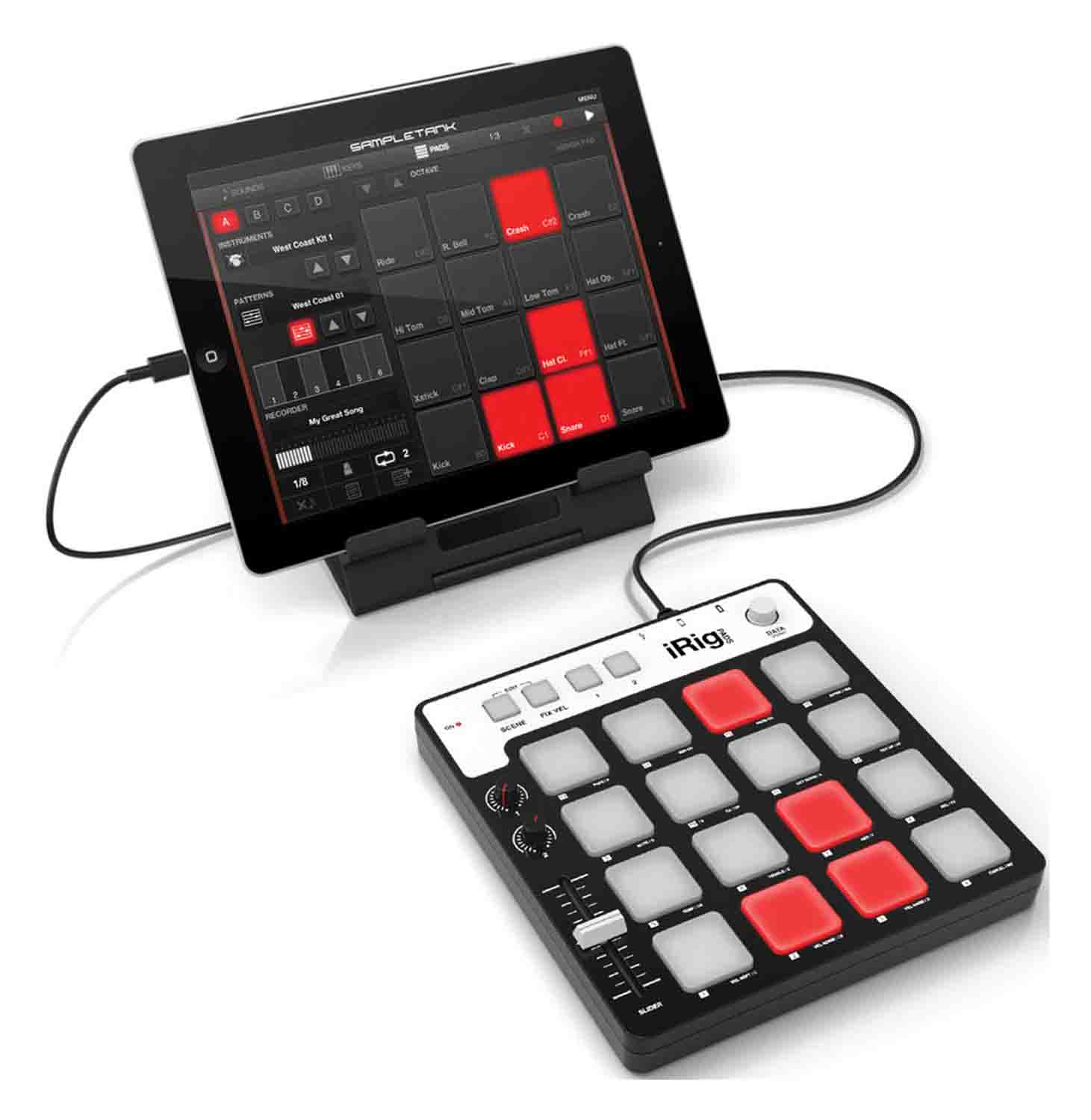 IK Multimedia iRig PADS USB-MIDI Pad Controller for iOS, Android, Mac, and PC - Hollywood DJ