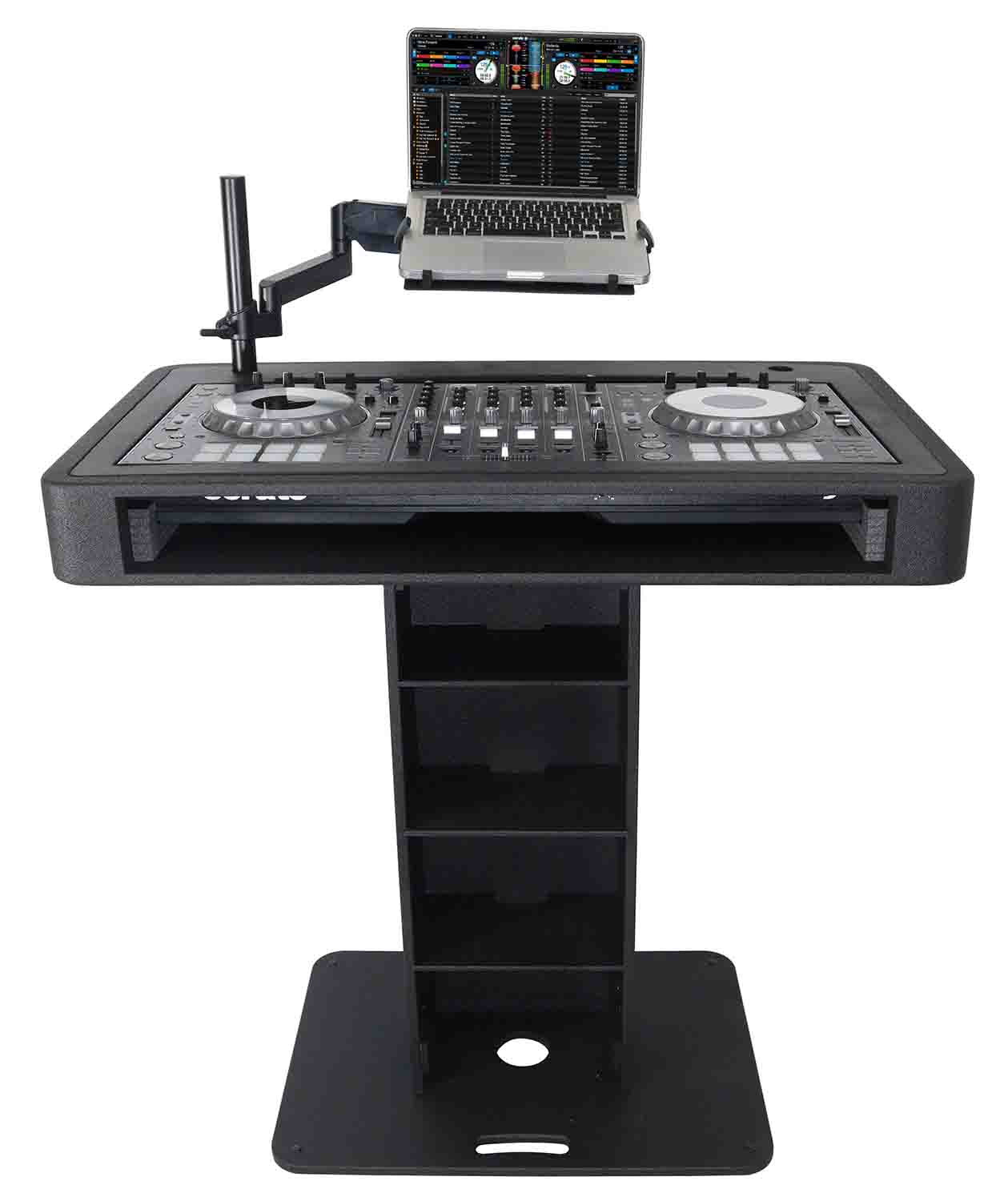 B-Stock: ProX XZF-DJCT BL CASE, Control Tower DJ Stand with Laptop Arm, Travel Hard Cases - Black Finish - Hollywood DJ