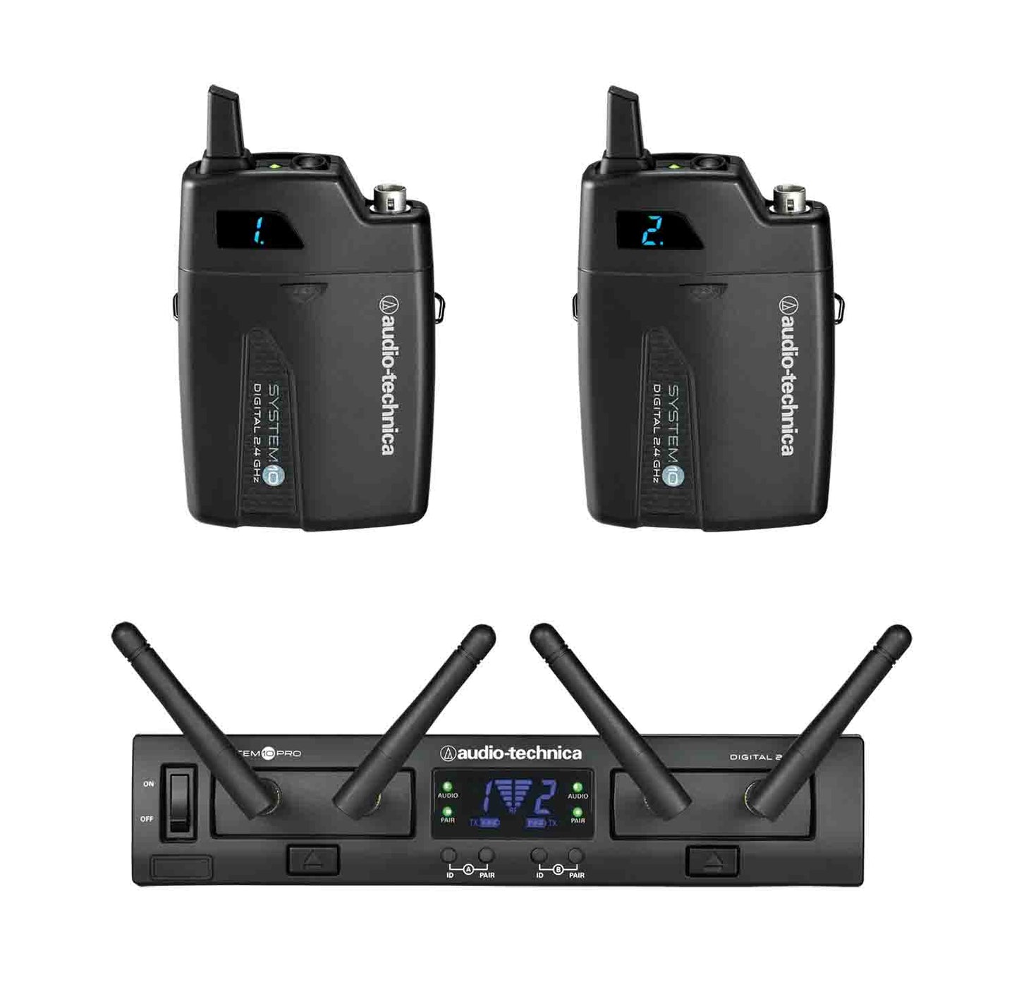 Audio Technica ATW-1311 System 10 PRO Dual-Channel Digital Wireless Bodypack Microphone System with No Mics - Hollywood DJ
