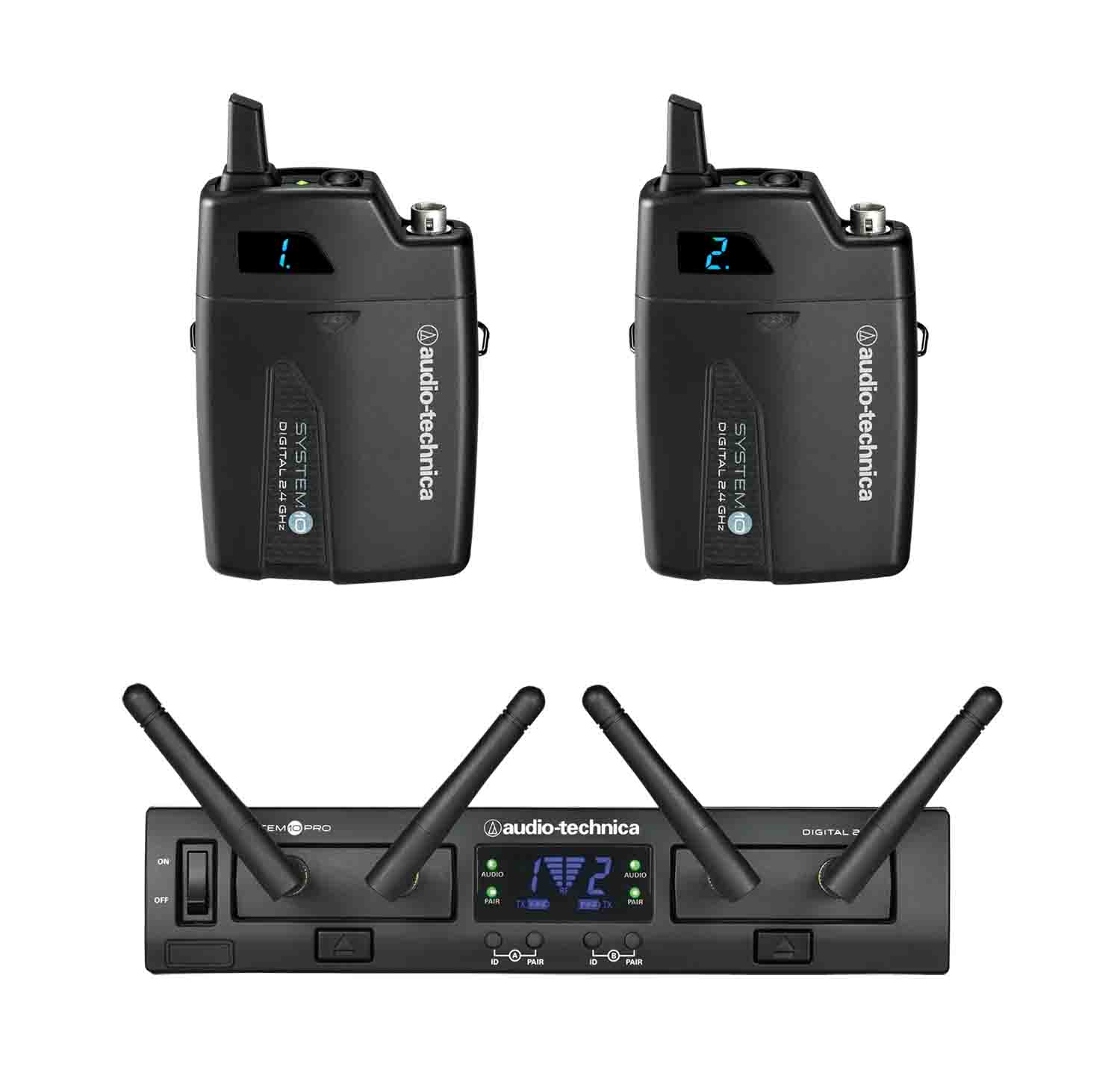 Audio Technica ATW-1311 System 10 PRO Dual-Channel Digital Wireless Bodypack Microphone System with No Mics - Hollywood DJ