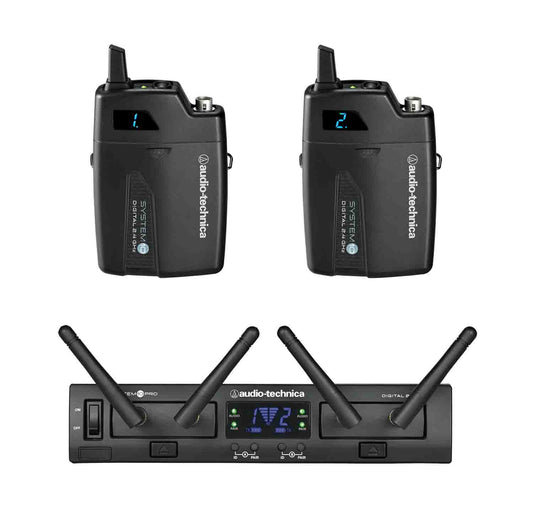 Audio Technica ATW-1311 System 10 PRO Dual-Channel Digital Wireless Bodypack Microphone System with No Mics - Hollywood DJ