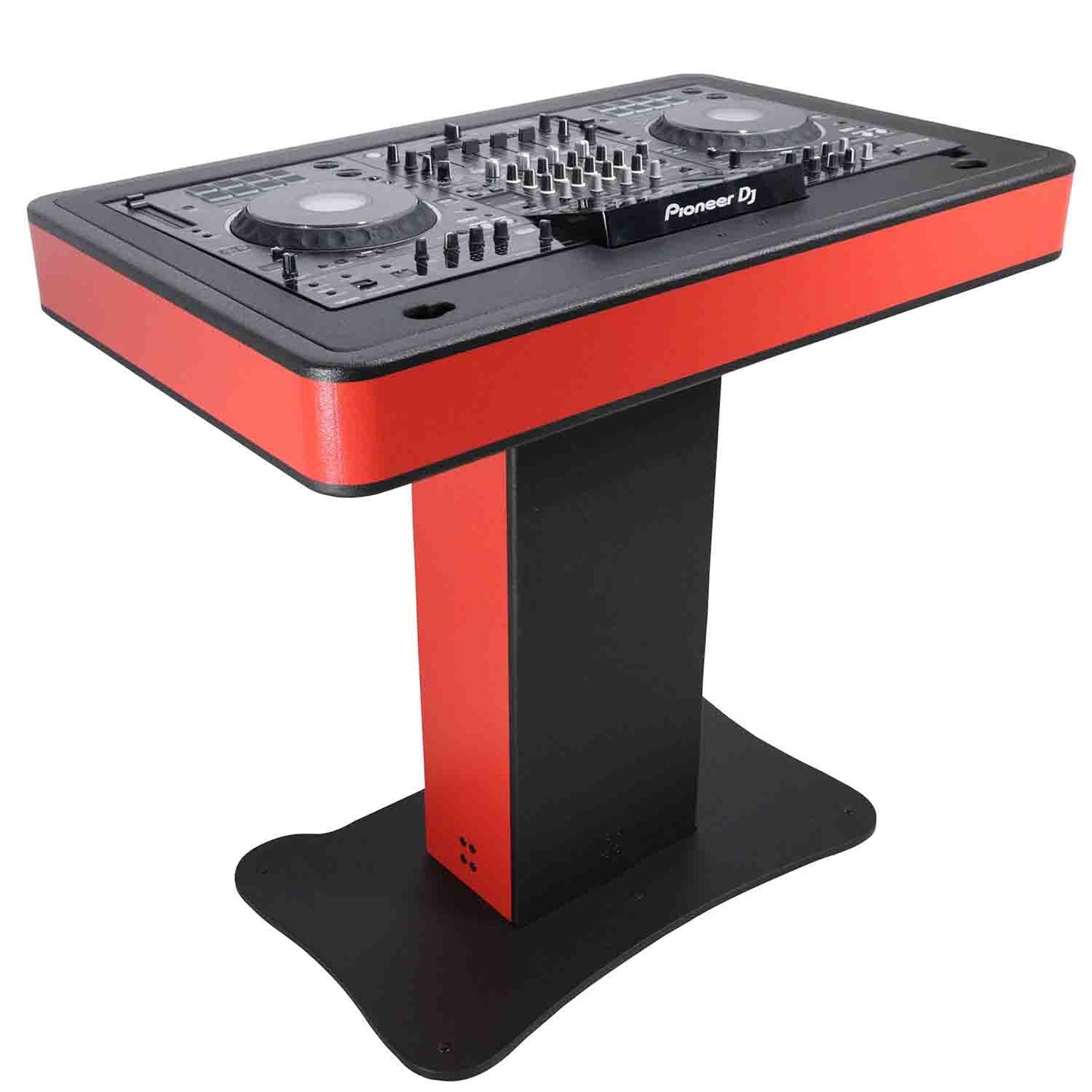 ProX XZF-DJCT RB CASE Control Tower DJ Booth with Laptop Arm and Road Cases for Pioneer XDJ-XZ, DDJ-1000 SRT, RANE ONE, and SX3 - Red Black Finish - Hollywood DJ