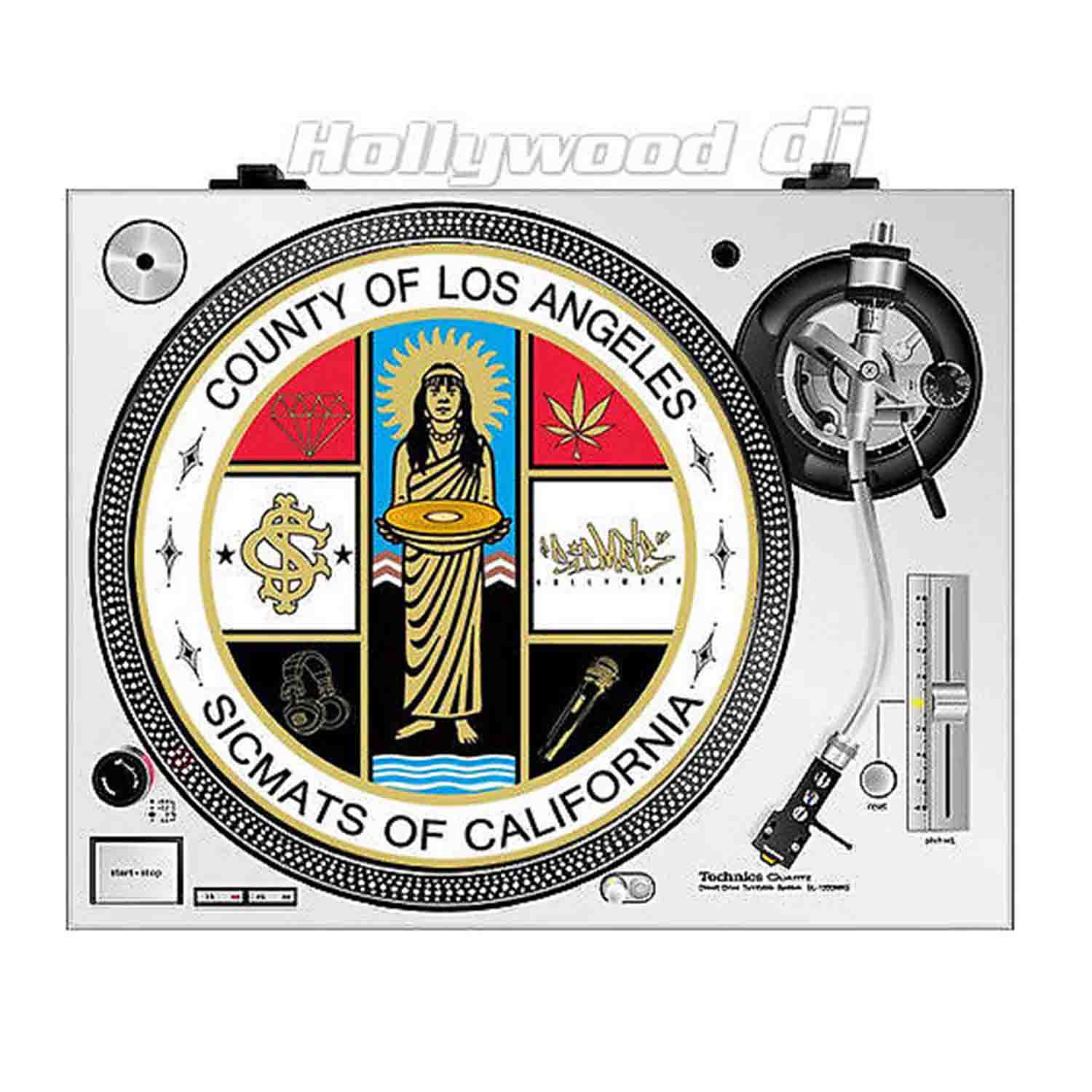 Sicmats DJ Slipmats 'COUNTY OF LOS ANGELES' Technics Turntable Slip Mat Set - Pair - Hollywood DJ