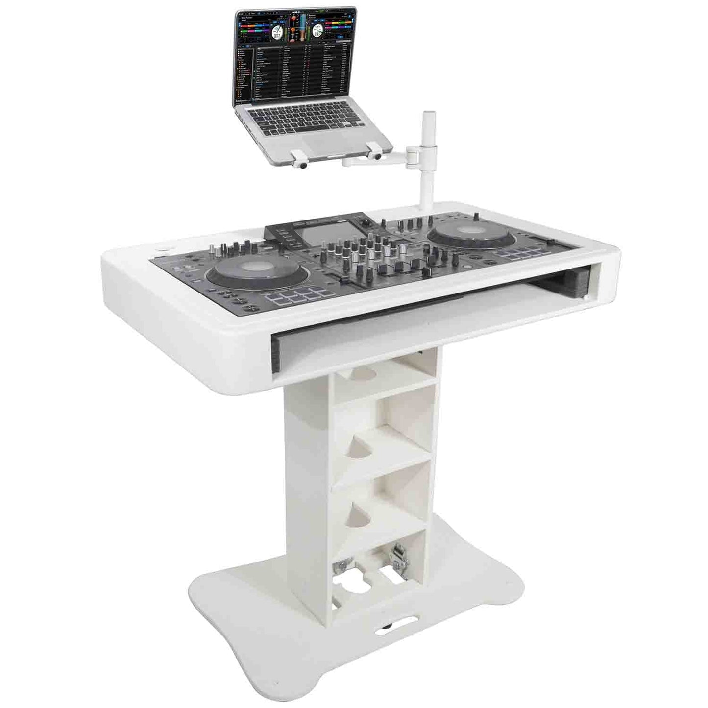 Prox Rev7 Control Tower Podium with Top Plate DJ Package - White - Hollywood DJ