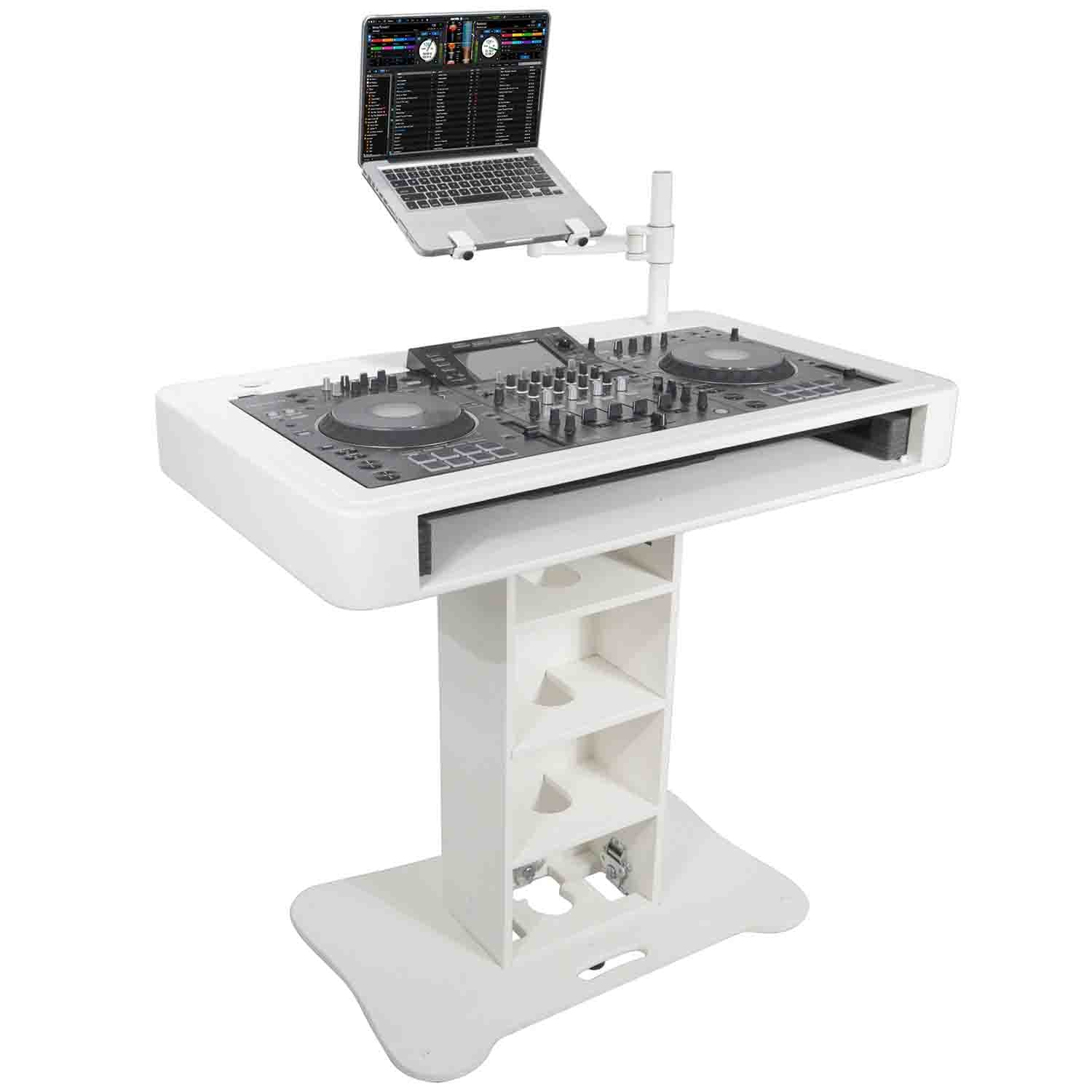 Prox Rev7 Control Tower Podium with Top Plate DJ Package - White - Hollywood DJ