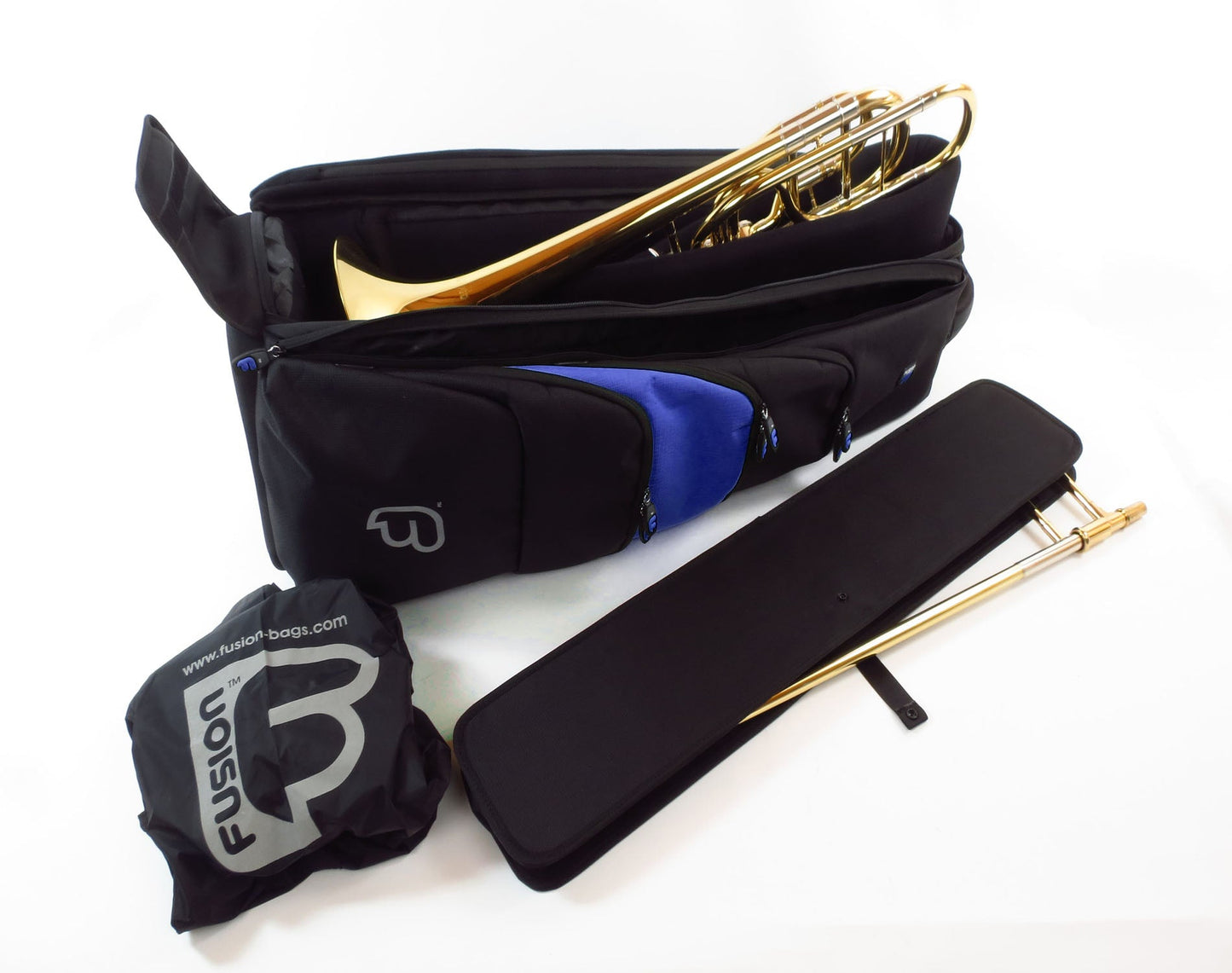 Fusion FB-PB-16-B Premium Series 10.5″ Bass Trombone Gig Bag (Black/Blue) - Hollywood DJ