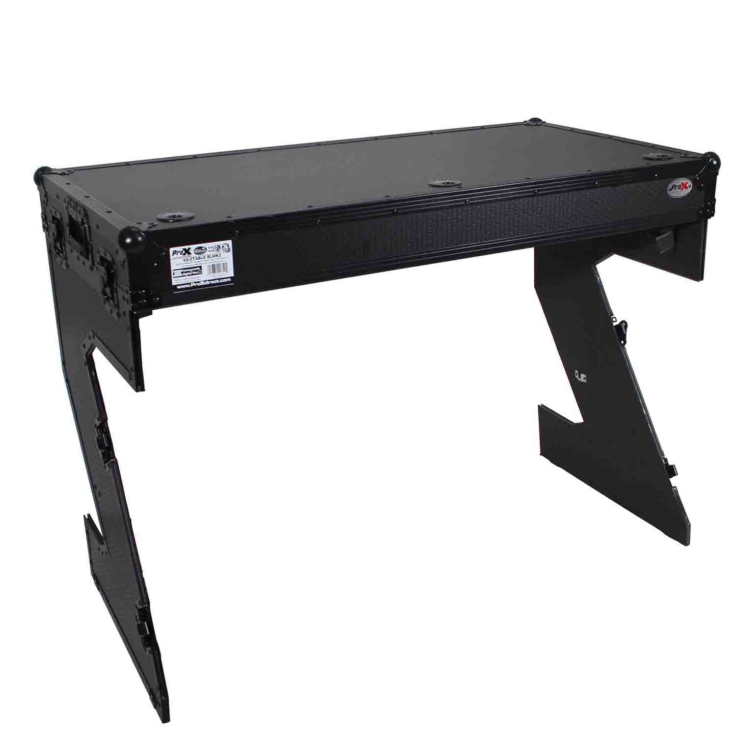 ProX XS-ZTABLEBL MK2 Flight Case Table, Z-Style DJ Table Workstation - Black on Black - Hollywood DJ