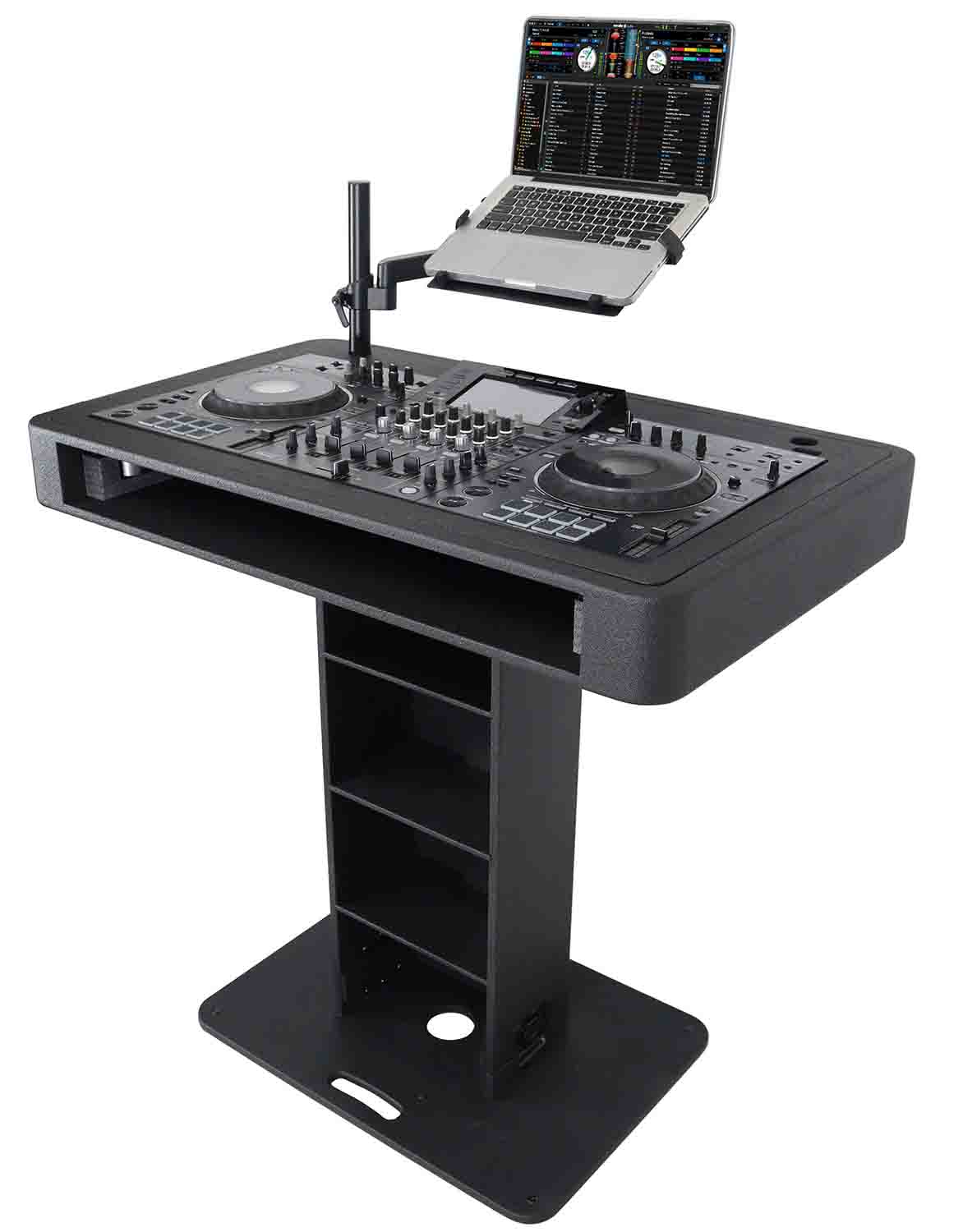 B-Stock: ProX XZF-DJCT BL CASE, Control Tower DJ Stand with Laptop Arm, Travel Hard Cases - Black Finish - Hollywood DJ