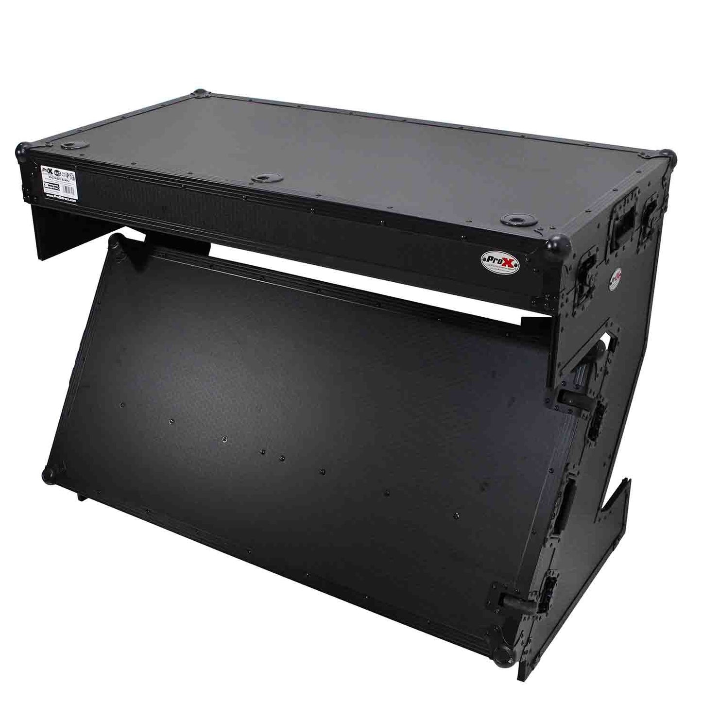 ProX XS-ZTABLEBL MK2 Flight Case Table, Z-Style DJ Table Workstation - Black on Black - Hollywood DJ