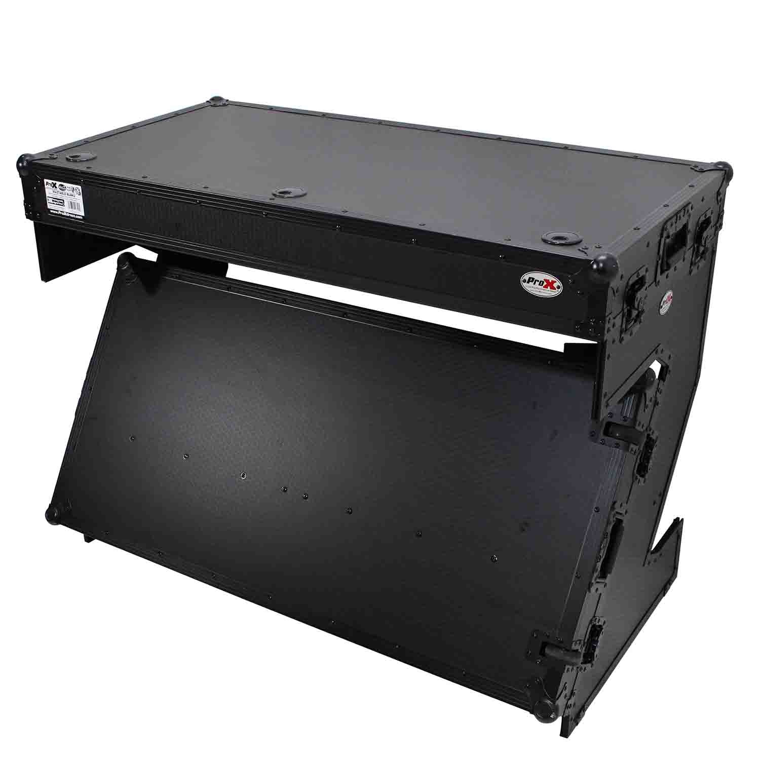 ProX XS-ZTABLEBL MK2 Flight Case Table, Z-Style DJ Table Workstation - Black on Black - Hollywood DJ