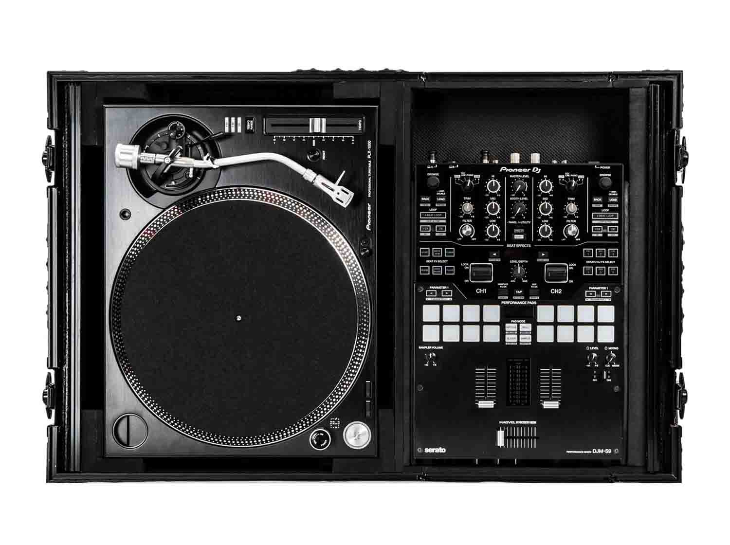 Open Box: Odyssey FZGS1BM10WBL 10" Format DJ Mixer and Turntable Coffin Flight Case with Glide Platform - Black - Hollywood DJ