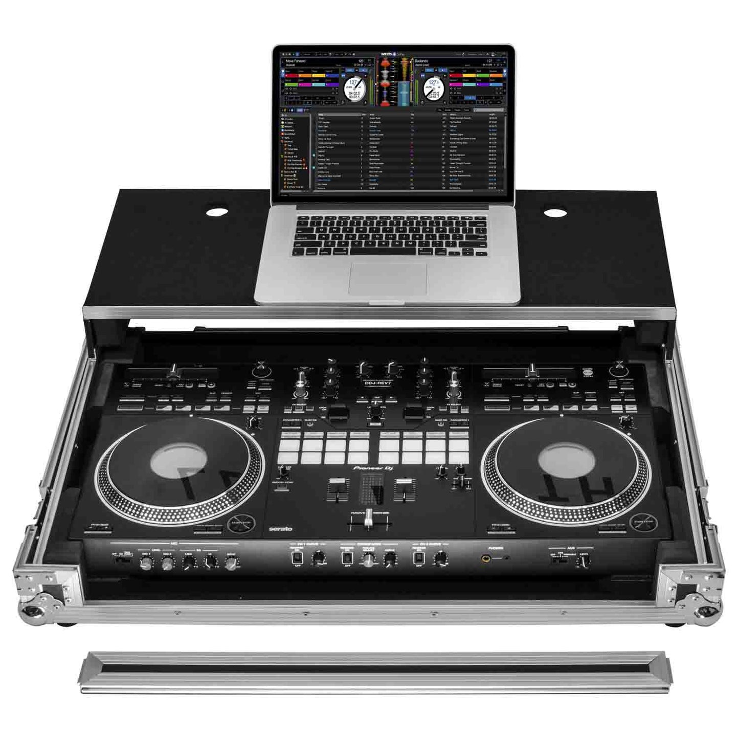 Odyssey FZGSDDJREV7W Glide Style Flight Case for Pioneer DDJ-REV7 Controller with Wheels and Laptop Platform - Hollywood DJ