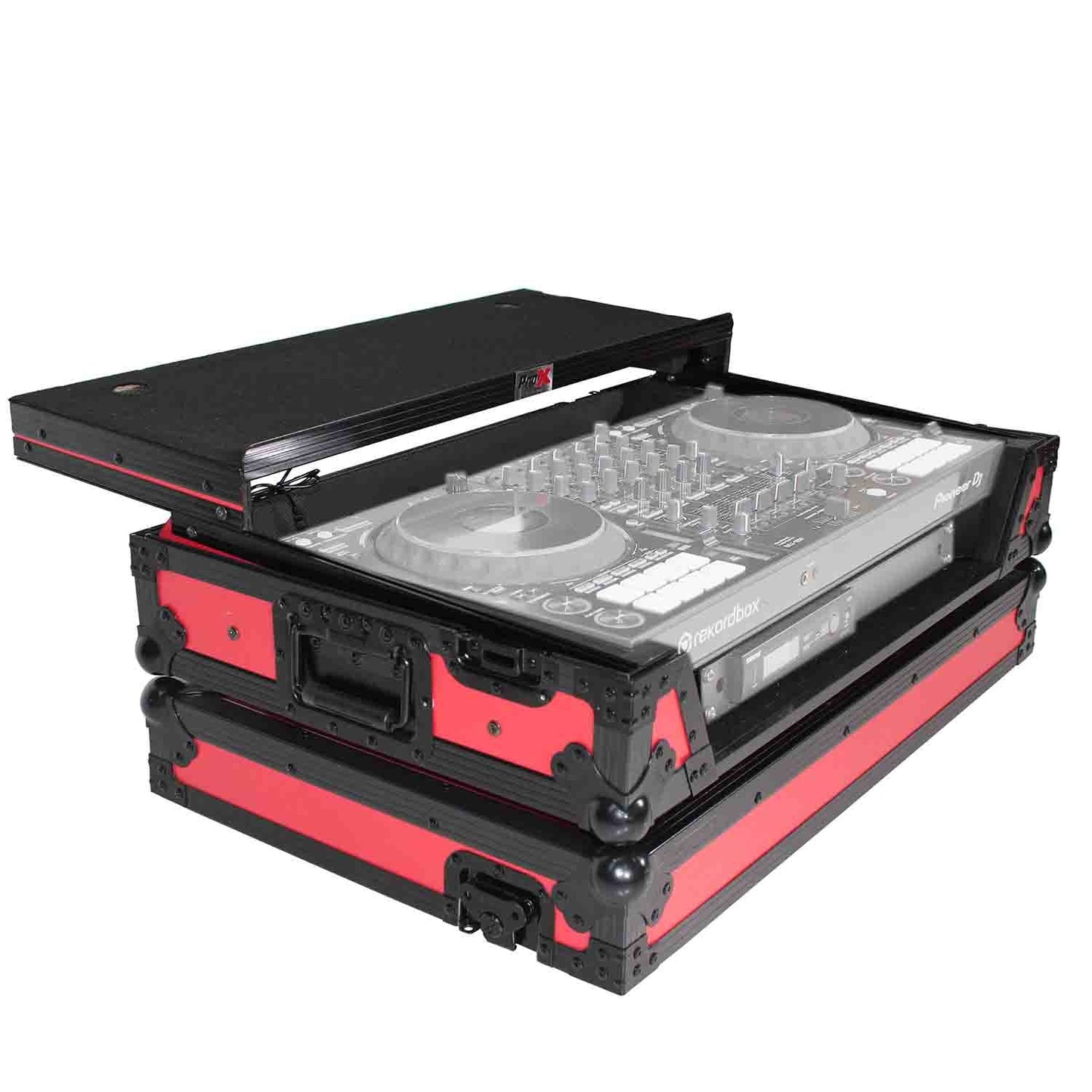 ProX XS-DDJ1000WLTRB DJ Flight Case for Pioneer DDJ-1000 & DDJ-1000 SRT Digital Controller - Black on Red - Hollywood DJ