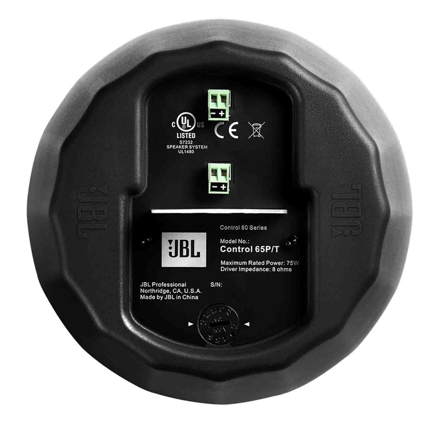 JBL Control 65P/T Compact Full-Range Pendant Speaker - Black - Hollywood DJ