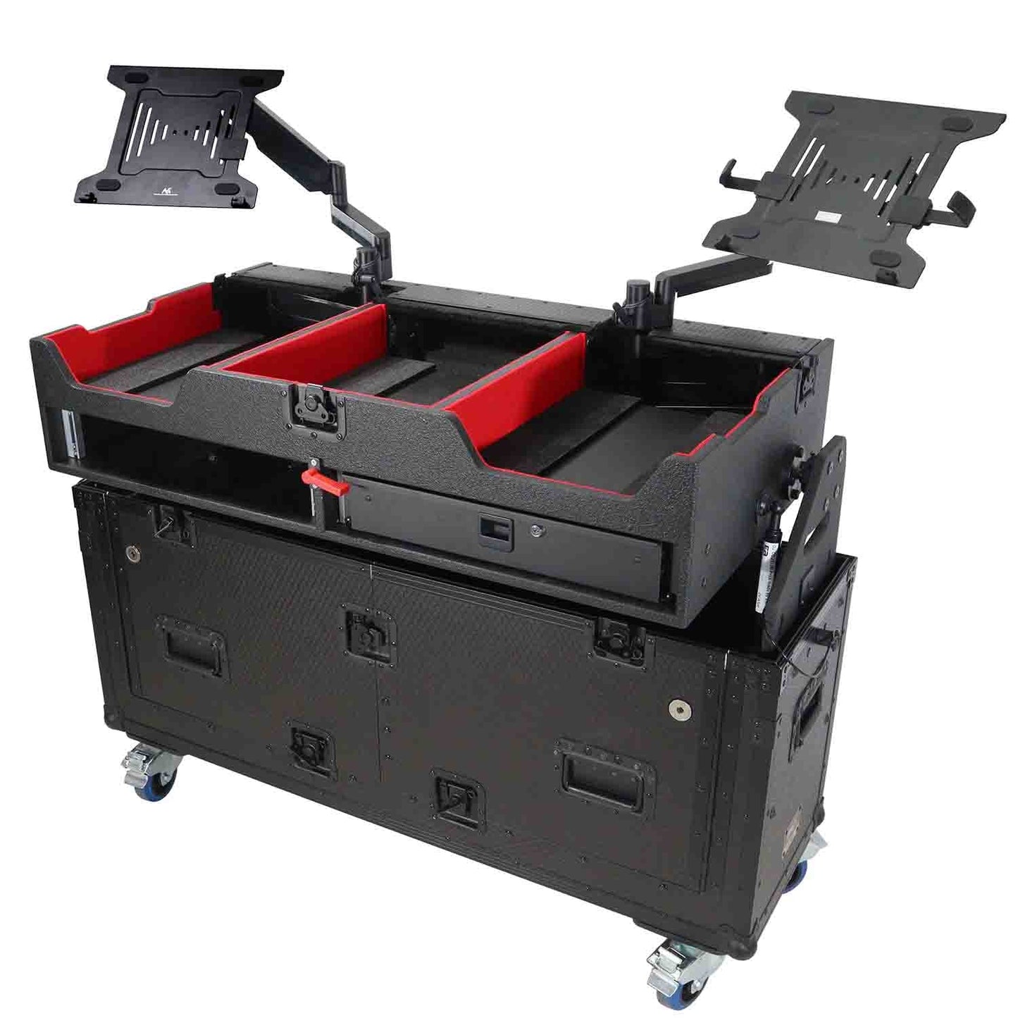 PROX XZF-CDM3K Flip-Ready Easy Retracting Hydraulic Lift Case for Pioneer CDJ-3000 and DJM-900 NXS2 System - Hollywood DJ