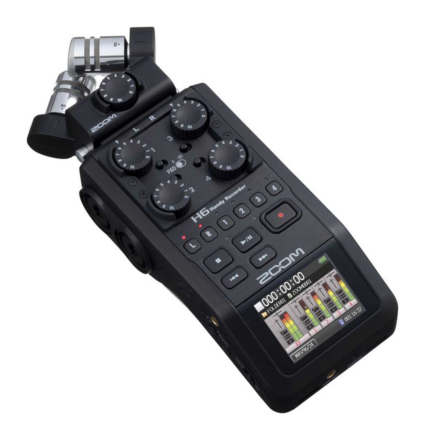 ZOOM H6 All Black 6-Track Portable Handy Recorder - Hollywood DJ