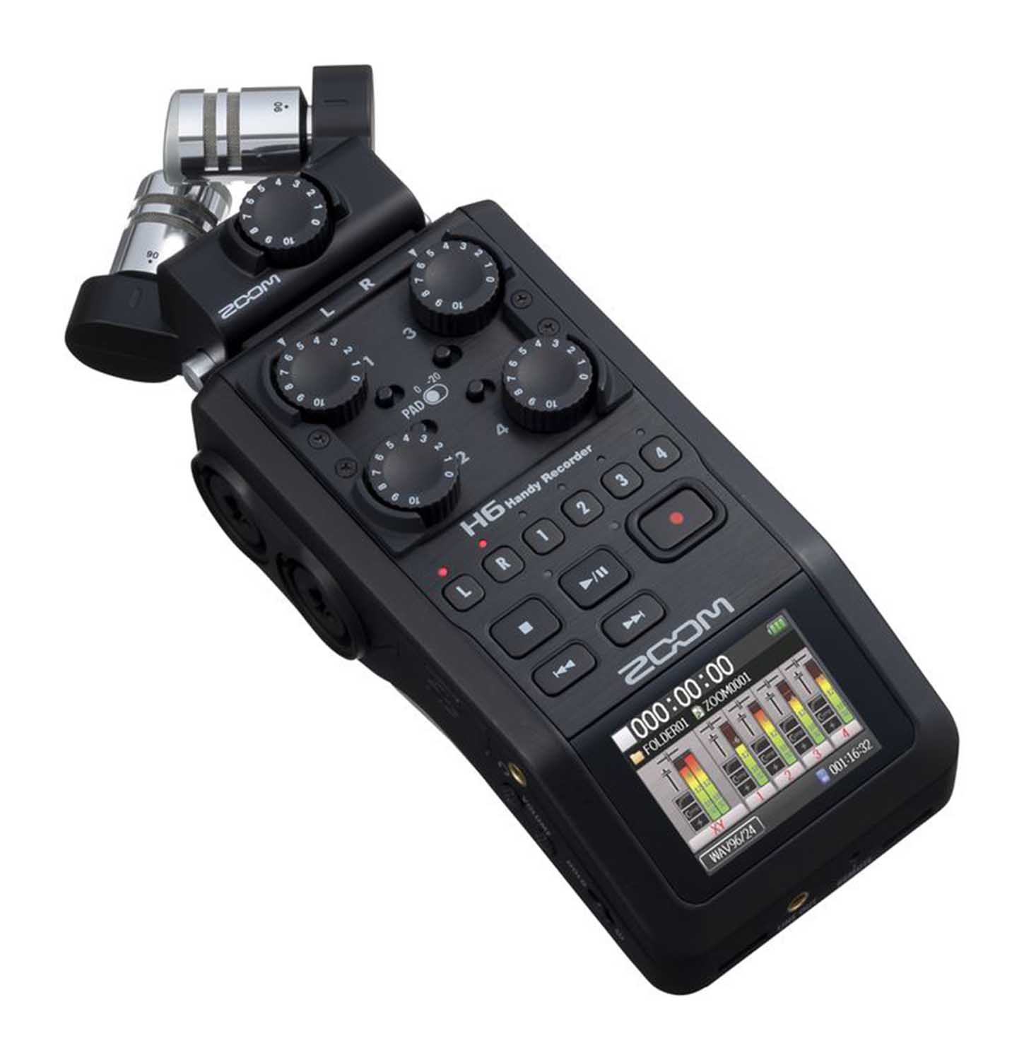ZOOM H6 All Black 6-Track Portable Handy Recorder - Hollywood DJ