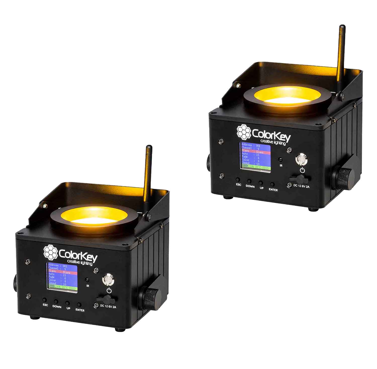 Colorkey CKU-7050, 2 Pack of AirPar COB QUAD Wireless Battery Powered Chip-on-Board Wash Light - Hollywood DJ