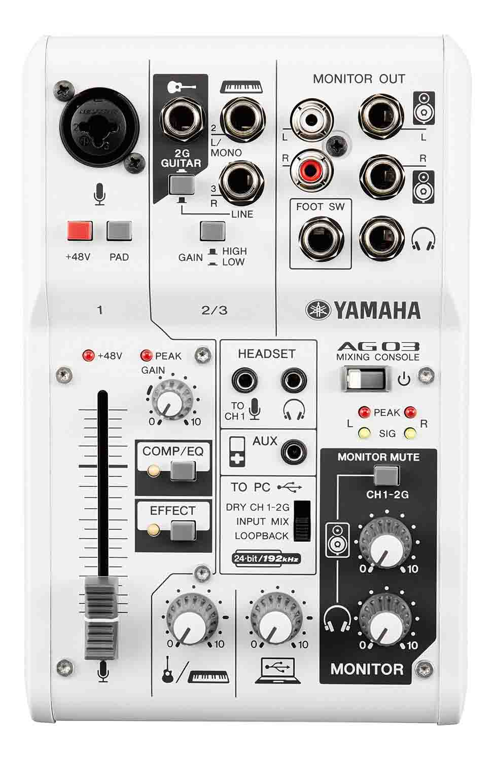 Yamaha AG03 Multipurpose 3-Channel Mixer with USB Audio Interface - Hollywood DJ