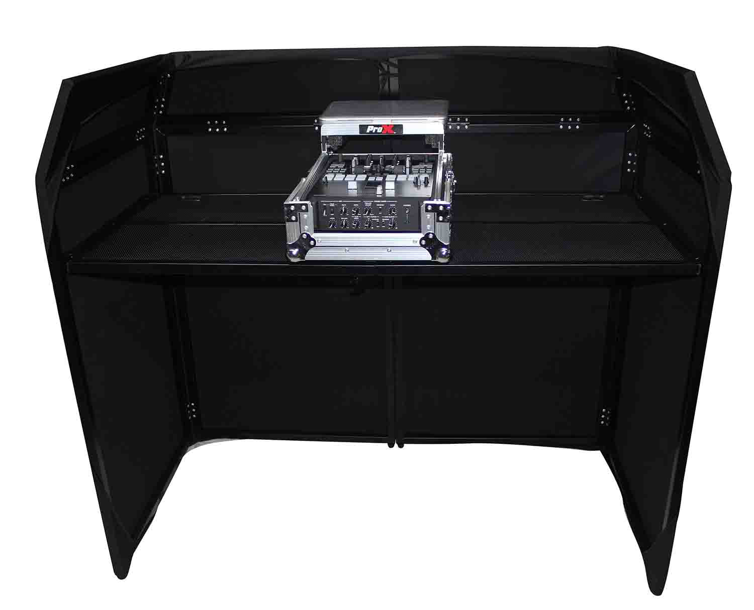ProX XF-MESA-MK2 DJ Facade Table Station with White & Black Scrims and Padded Carry Bag - Hollywood DJ