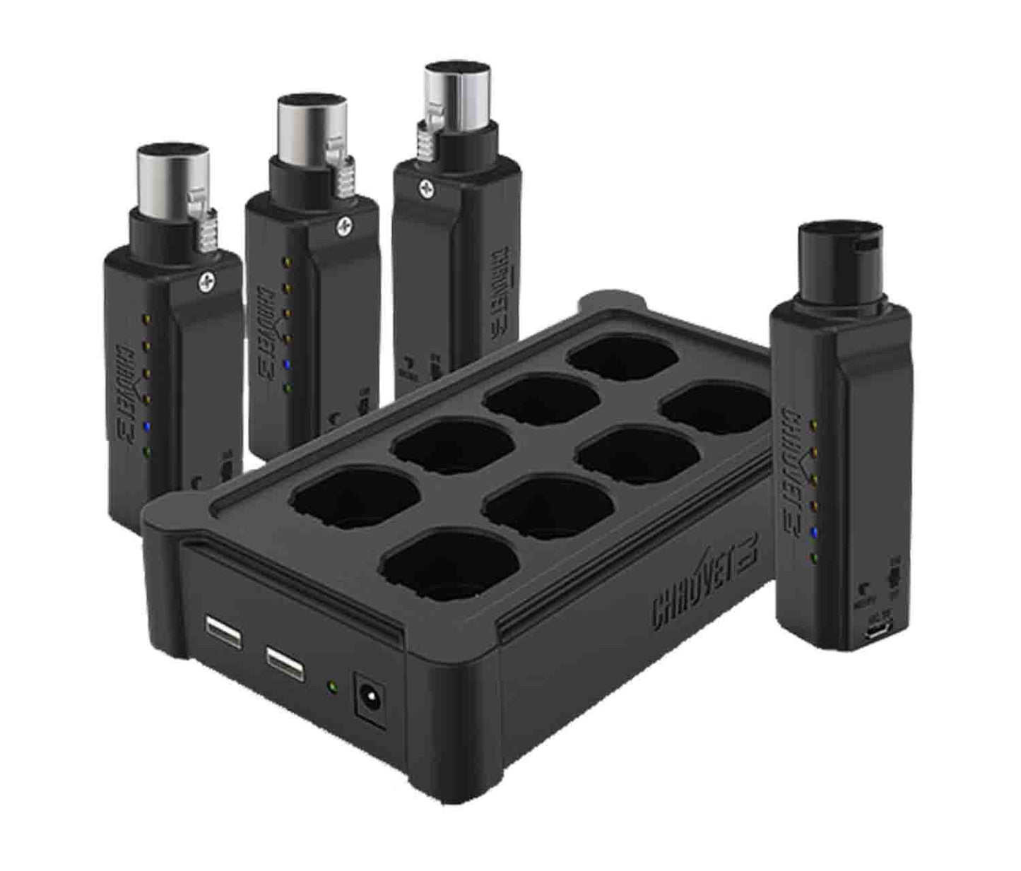 Open Box: Chauvet DJ D-Fi XLR Pack, Wireless Communication Pack Includes 1 Transmitter, 3 Receivers and 1 Multi Charger - Hollywood DJ