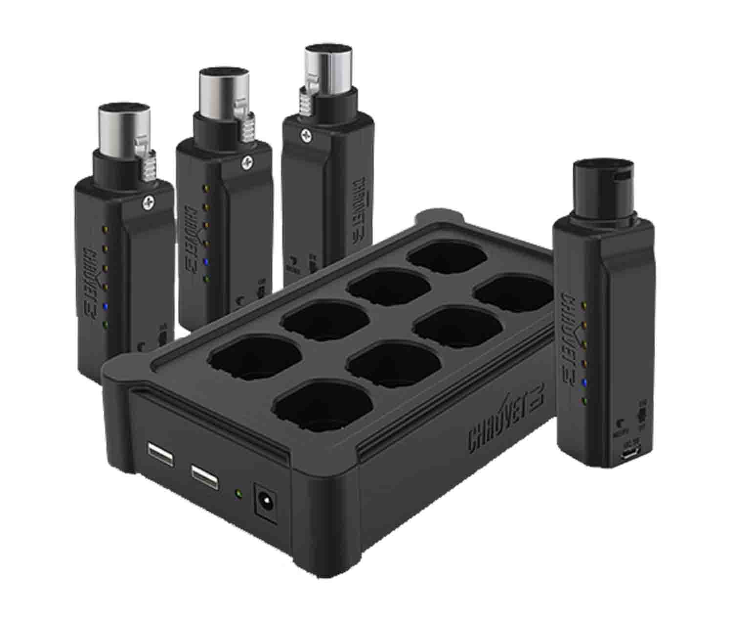 Open Box: Chauvet DJ D-Fi XLR Pack, Wireless Communication Pack Includes 1 Transmitter, 3 Receivers and 1 Multi Charger - Hollywood DJ