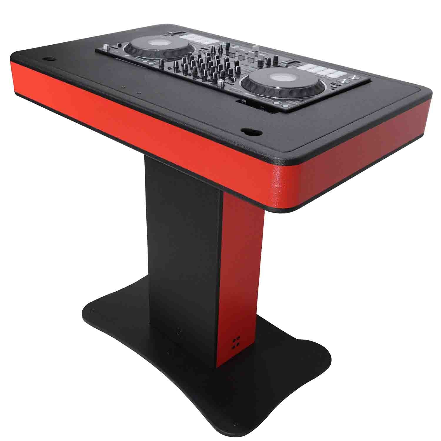 ProX XZF-DJCT RB CASE Control Tower DJ Booth with Laptop Arm and Road Cases for Pioneer XDJ-XZ, DDJ-1000 SRT, RANE ONE, and SX3 - Red Black Finish - Hollywood DJ