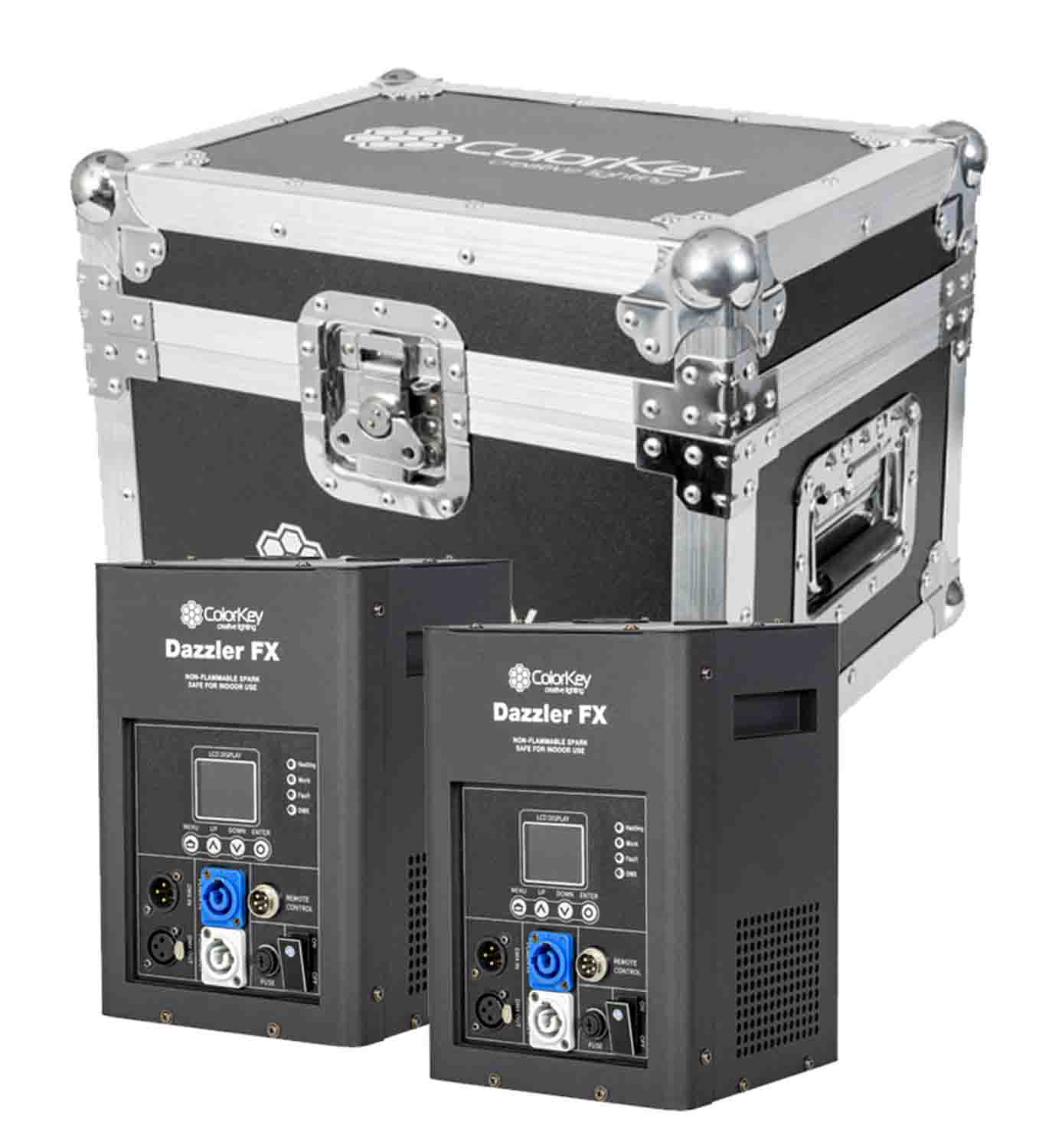 Colorkey CKU-7702-KIT Cold Spark Machine Bundle 2 Dazzlers with Road Case - Black - Hollywood DJ