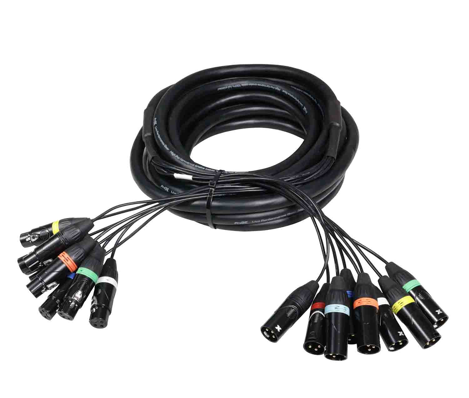 ProX XC-8XLR25 8-Channel XLR3F to XLR3M Balanced Snake Cable - 25 Feet - Hollywood DJ