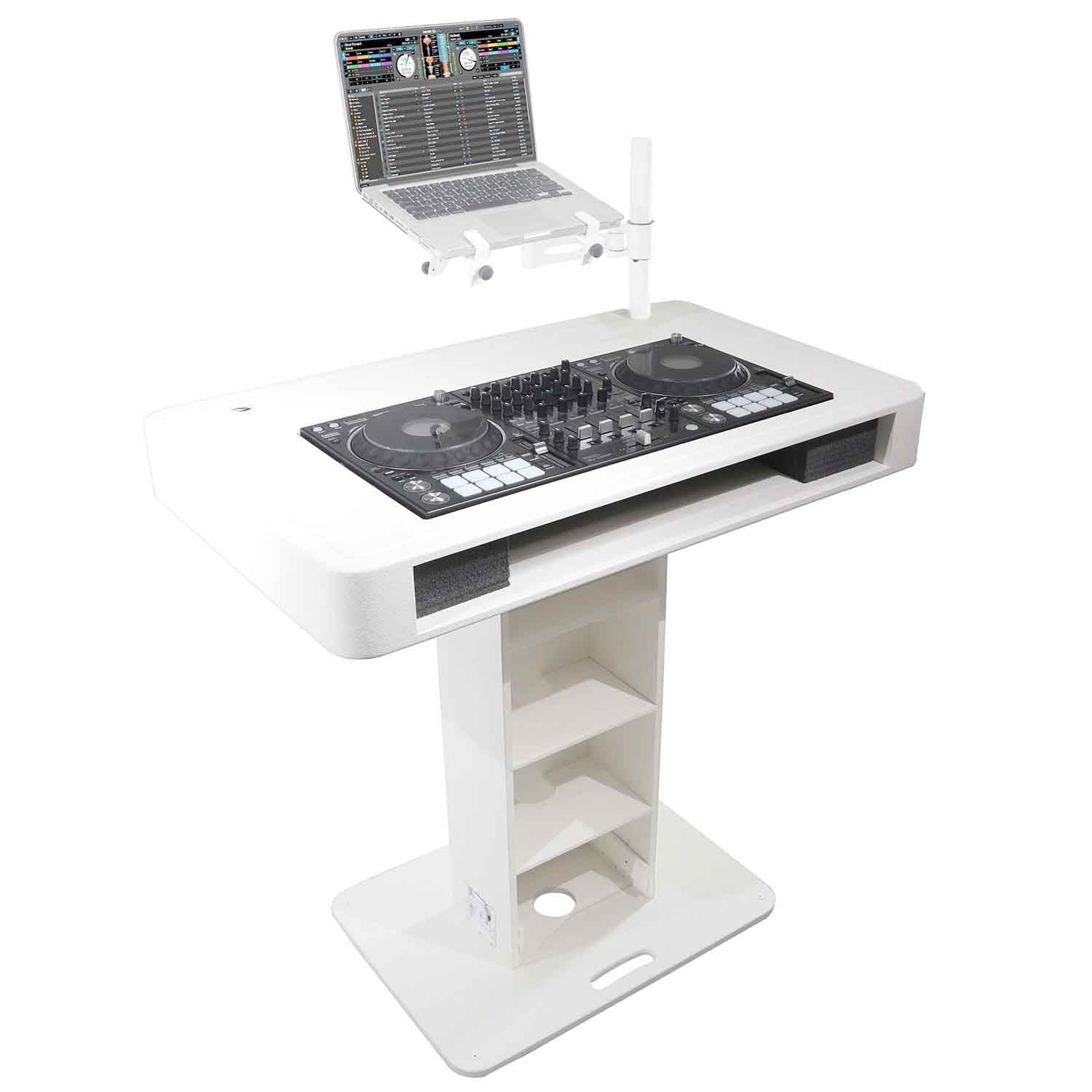 Prox Rev7 Control Tower Podium with Case DJ Package - White - Hollywood DJ
