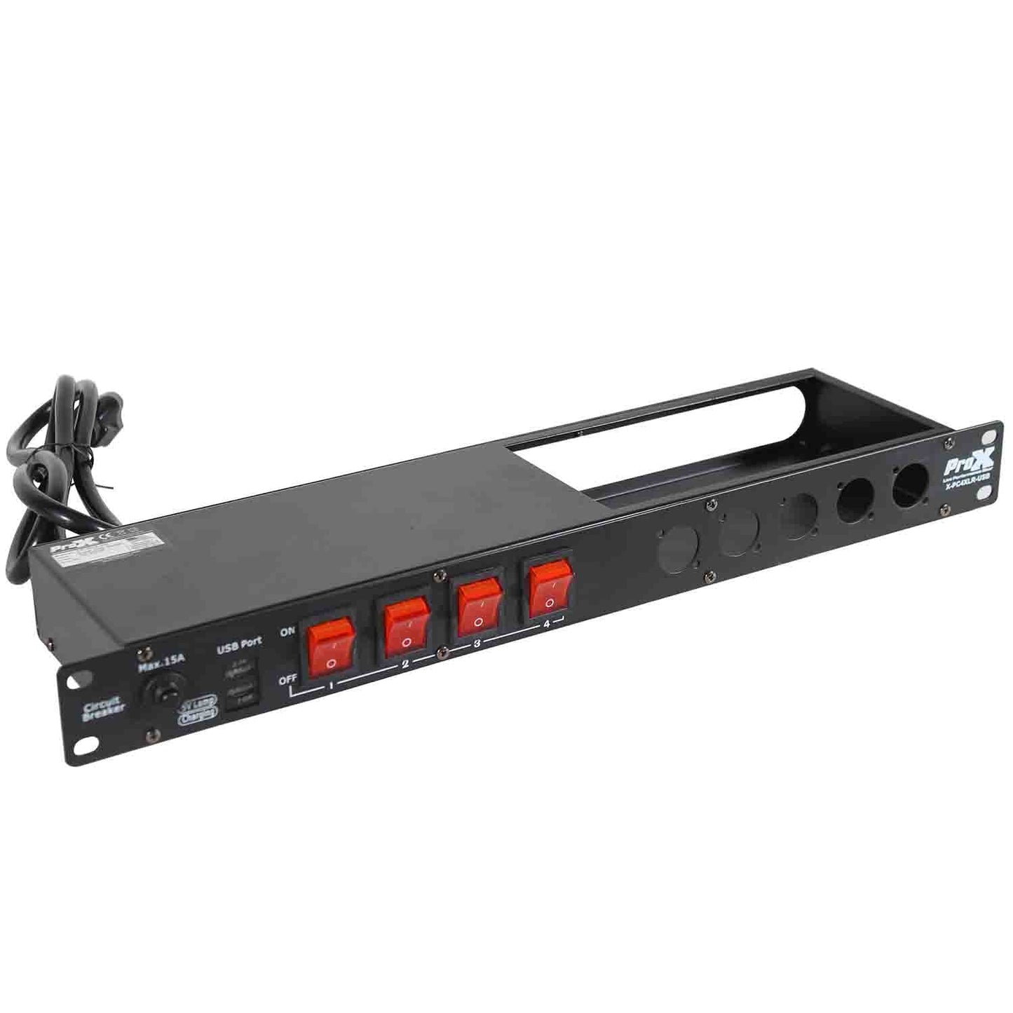 B-Stock: ProX X-PC4XLR-USB 1U 15 Amp Circuit 4CH Switch Panel W-2 USB and 5 Punched Space - Hollywood DJ