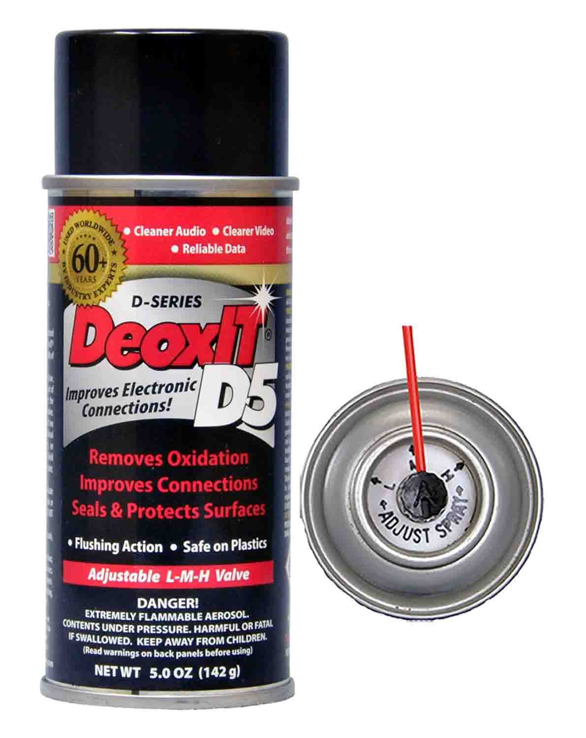 CAIG LABORATORIES DeoxIT D5S-6-LMH, Spray Contact Cleaner Low-Med-High Valve (Pack of 1, 142g) - Hollywood DJ