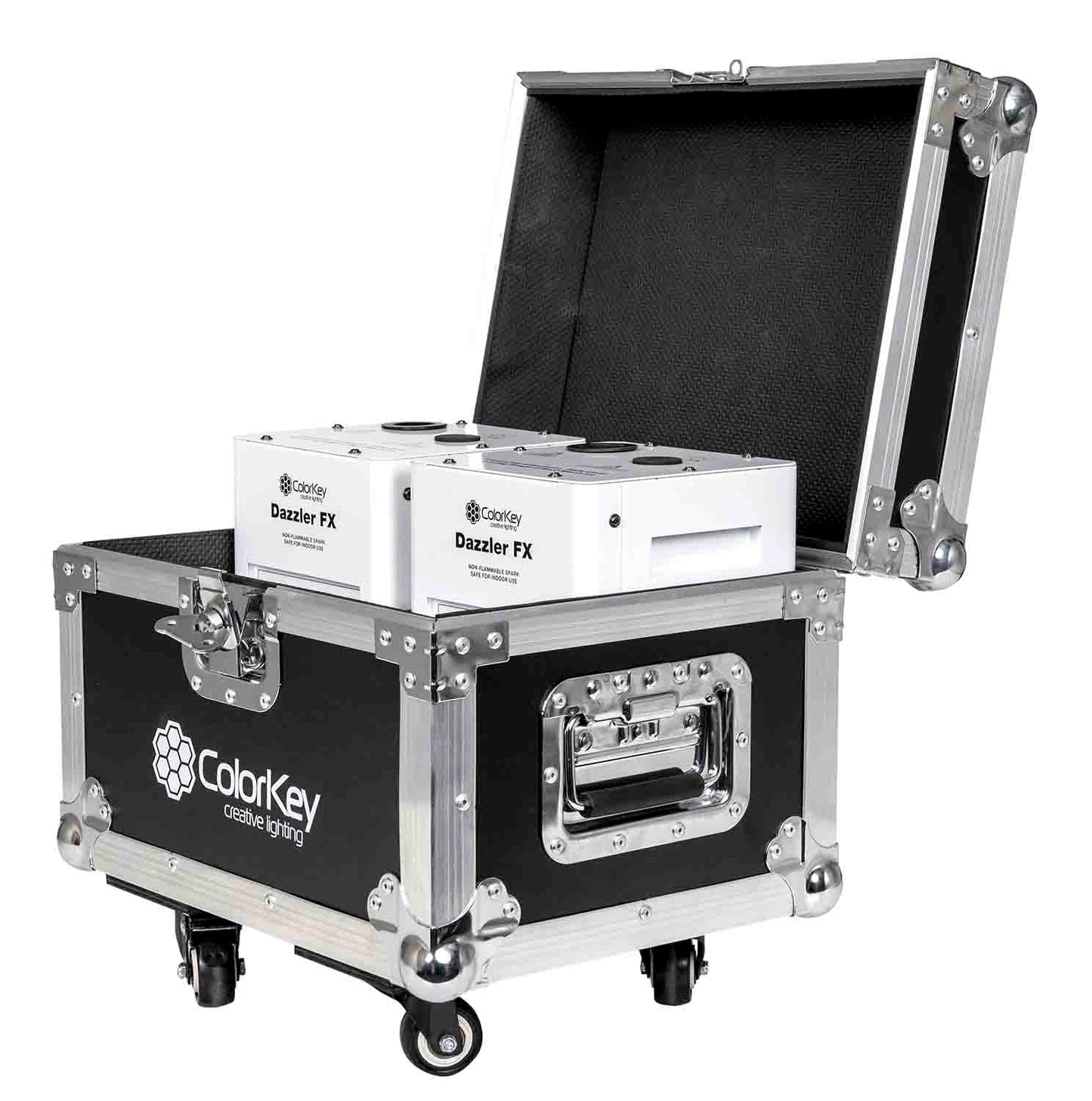 Colorkey CKU-7703-KIT Cold Spark Machine Bundle 2 Dazzlers with Road Case - White - Hollywood DJ