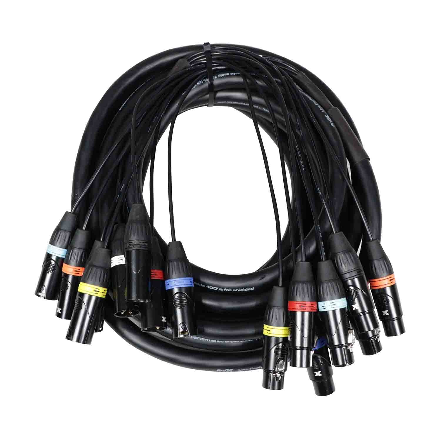 ProX XC-8XLR25 8-Channel XLR3F to XLR3M Balanced Snake Cable - 25 Feet - Hollywood DJ