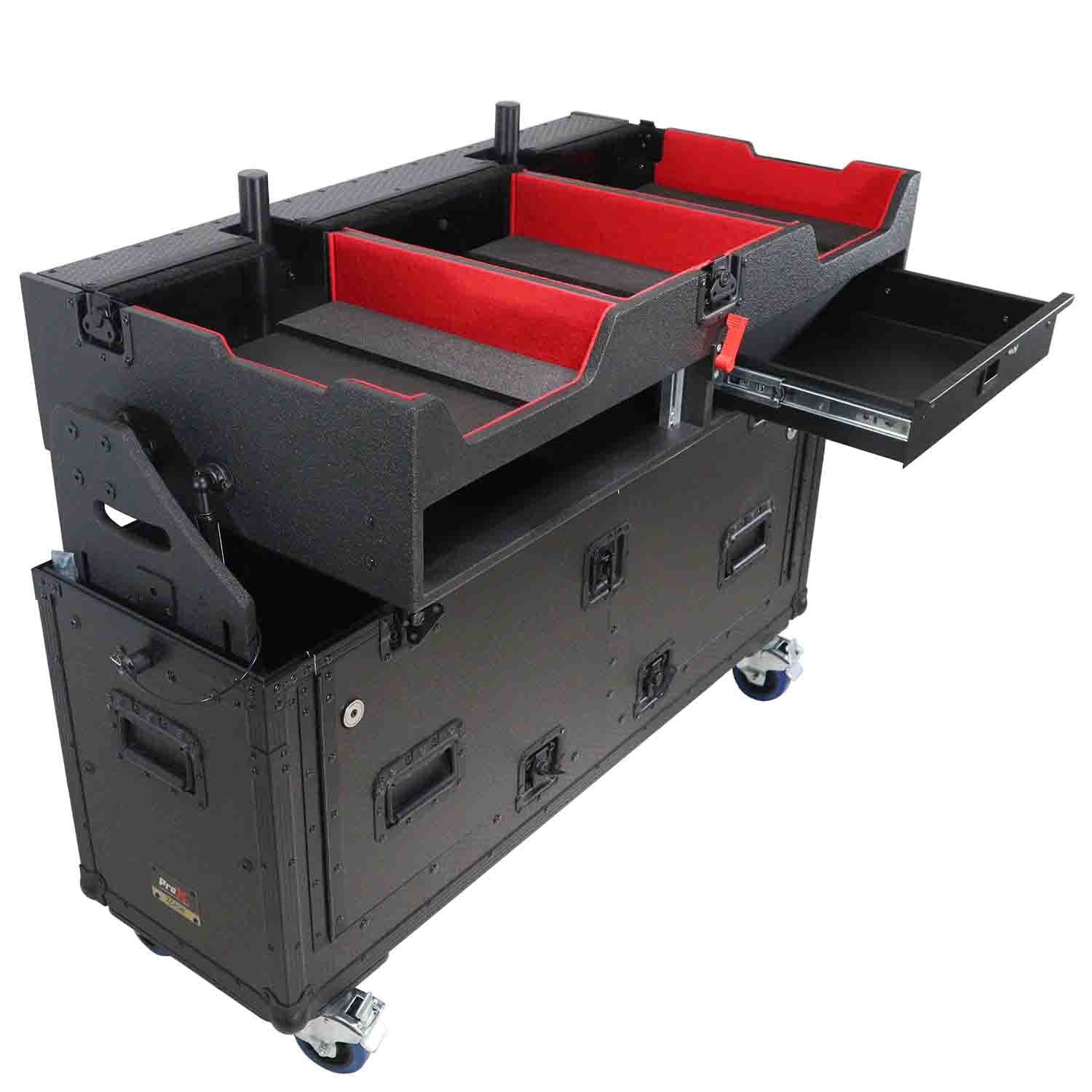 PROX XZF-CDM3K Flip-Ready Easy Retracting Hydraulic Lift Case for Pioneer CDJ-3000 and DJM-900 NXS2 System - Hollywood DJ