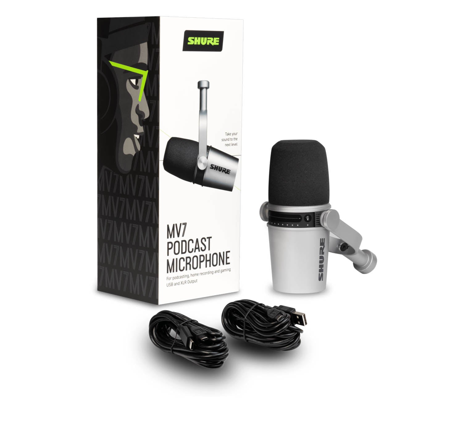 B-Stock: Shure MV7 USB Podcast Microphone - Silver - Hollywood DJ