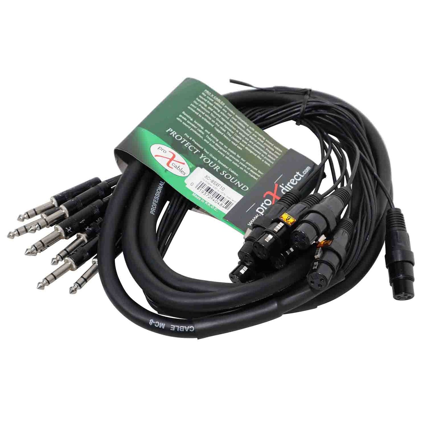 ProX XC-8SXF10 8-Channel XLR3-F to 1/4" TRS Balanced Snake - 10FT - Hollywood DJ