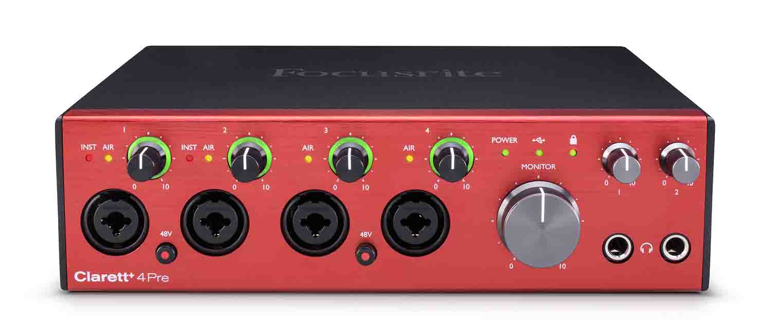 Focusrite Clarett+ 4Pre Desktop 18x8 USB Type-C Audio/MIDI Interface - Hollywood DJ