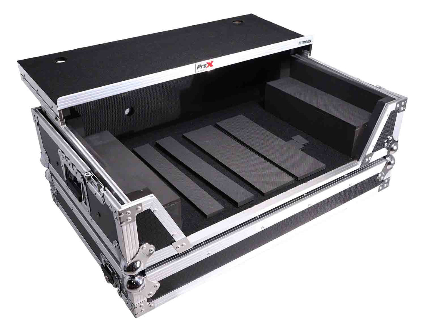 PROX XS-REV71K2U WLT LED ATA Style Flight Case for Pioneer DDJ-REV7 DJ Controller with 2U Rack Space Laptop Shelf Wheels LED - Hollywood DJ