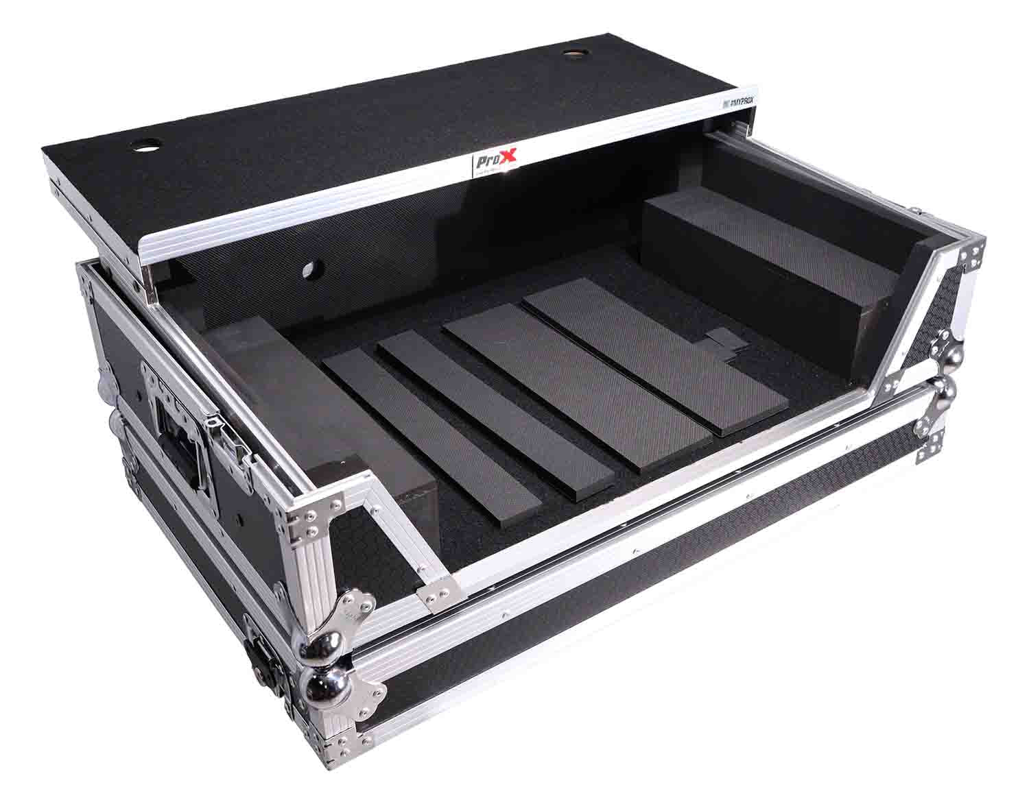 PROX XS-REV71K2U WLT LED ATA Style Flight Case for Pioneer DDJ-REV7 DJ Controller with 2U Rack Space Laptop Shelf Wheels LED - Hollywood DJ