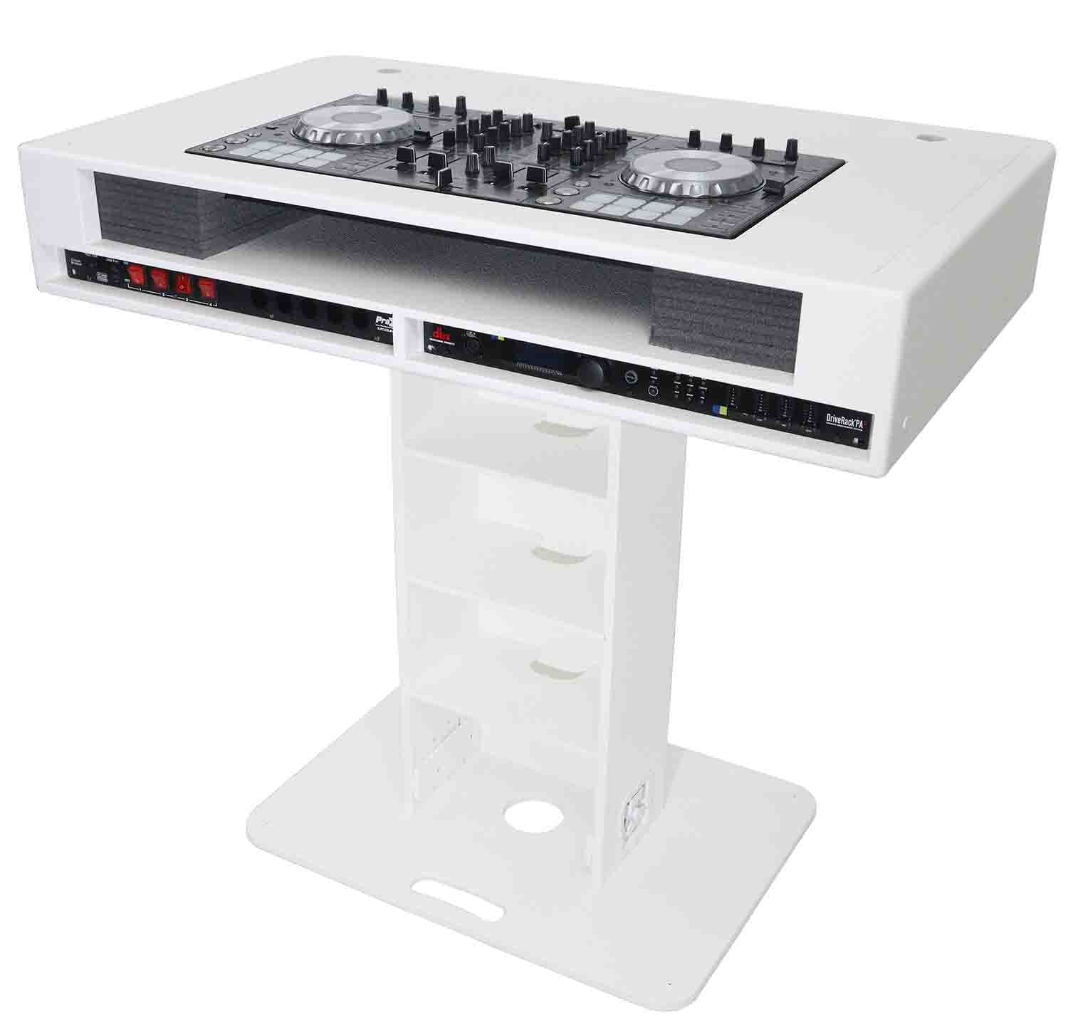 ProX XZF-DJCT W 2U CASE Control Tower DJ Stand with 2x1U Rack Laptop Arm and Cases for Pioneer XDJ-XZ, DDJ-1000 SRT, RANE One, and SX3 - White Finish - Hollywood DJ