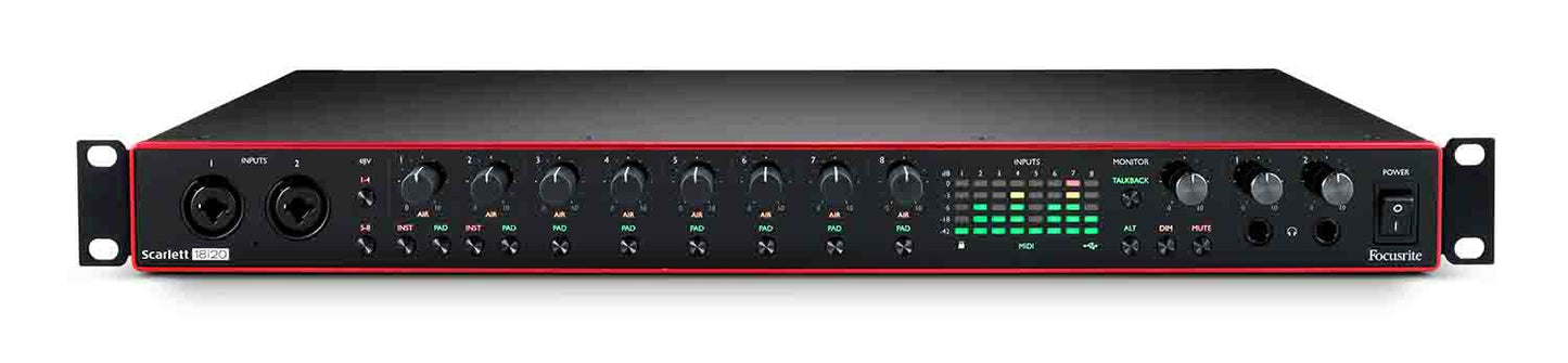 Focusrite Scarlett 18i20 Rackmount 18x20 USB Type-C Audio/MIDI Interface - 3rd Generation - Hollywood DJ