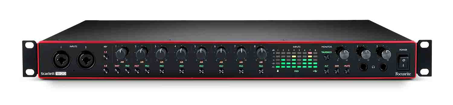 Focusrite Scarlett 18i20 Rackmount 18x20 USB Type-C Audio/MIDI Interface - 3rd Generation - Hollywood DJ