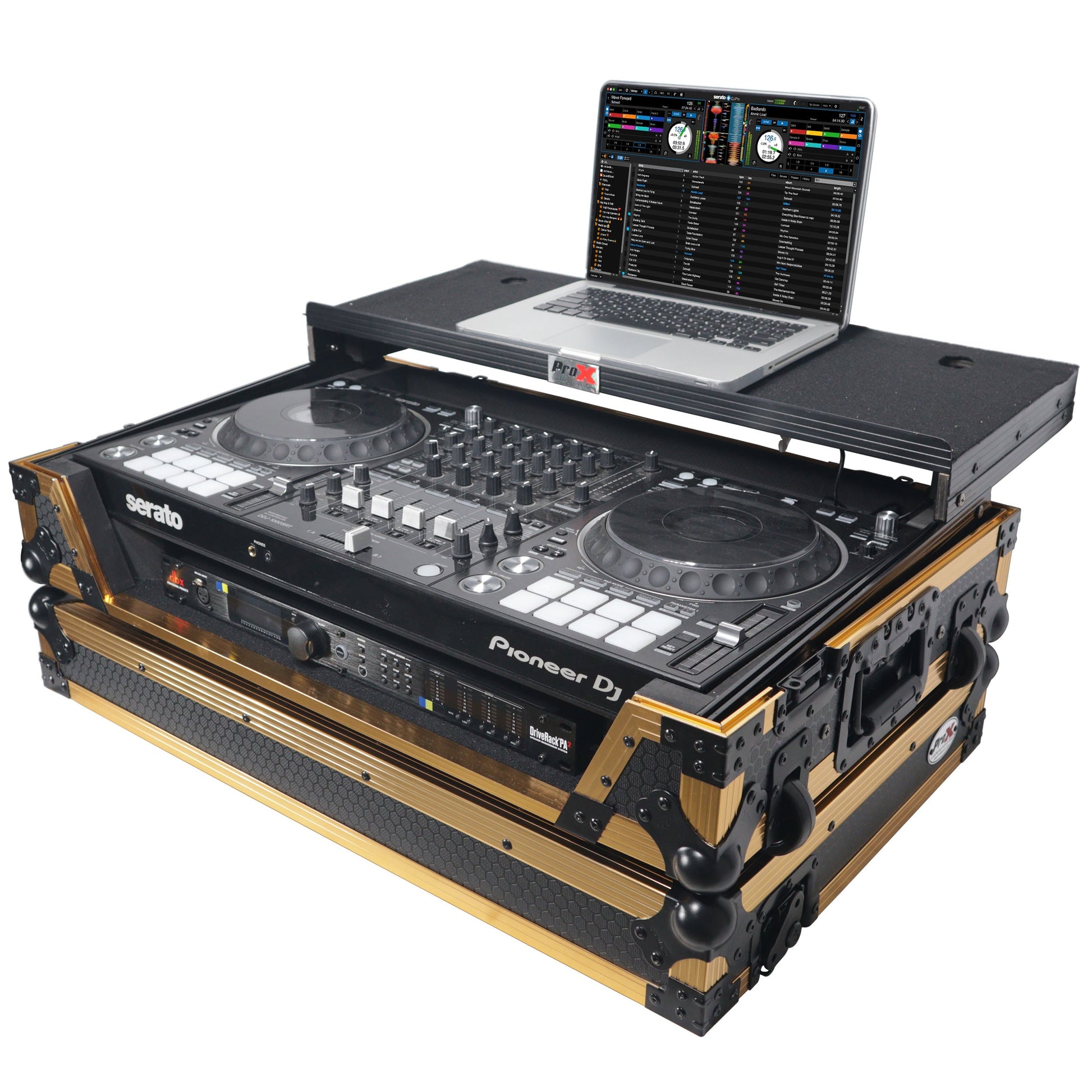 H-PROX-XS-DDJ1000WLTFGLD LED Flight Case for Pioneer DDJ-1000 SRT SX3 | FLX6 Controller - Gold Black - Hollywood DJ